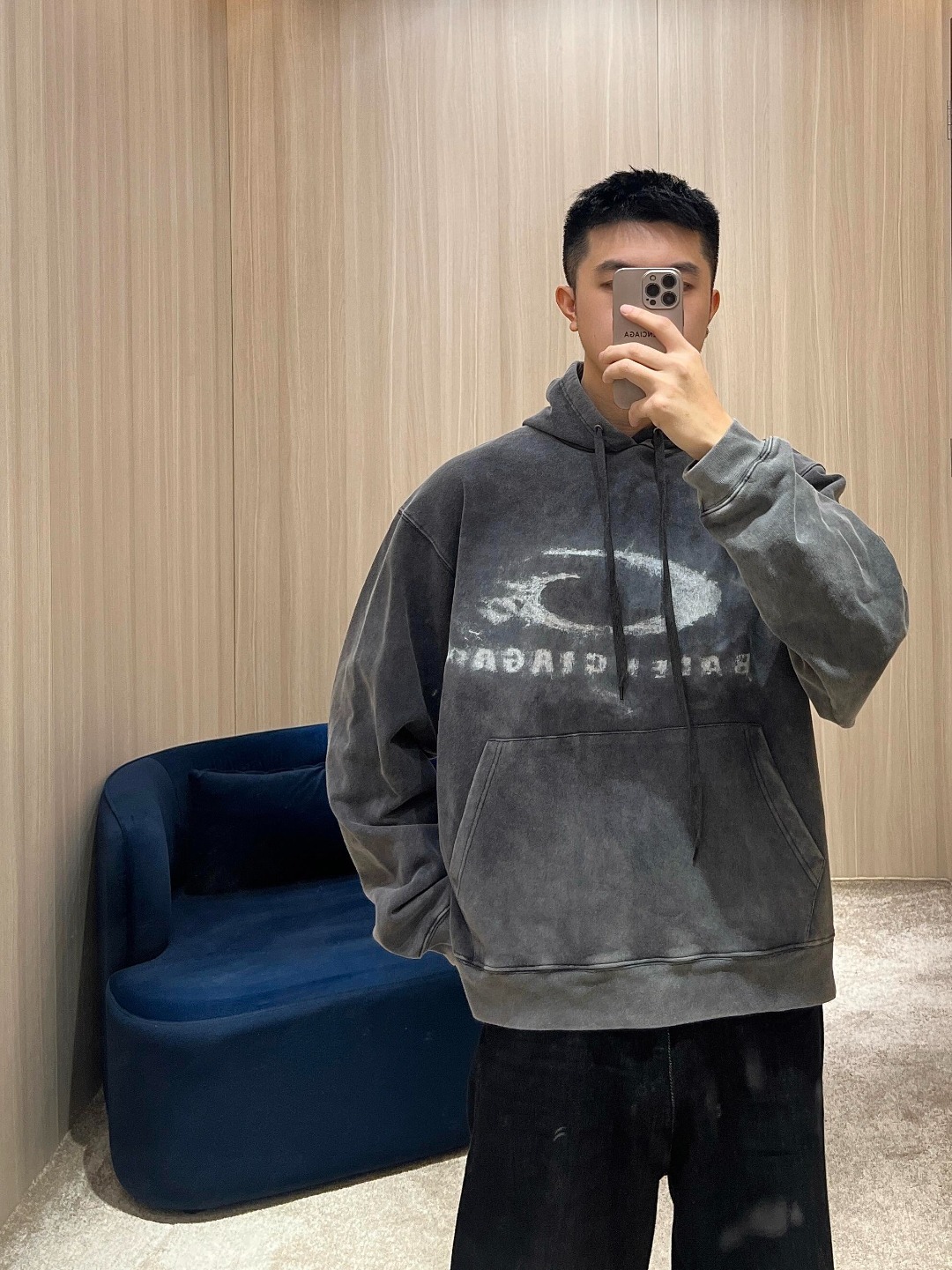 Balenciaga 26SS Washed Print Hoodie