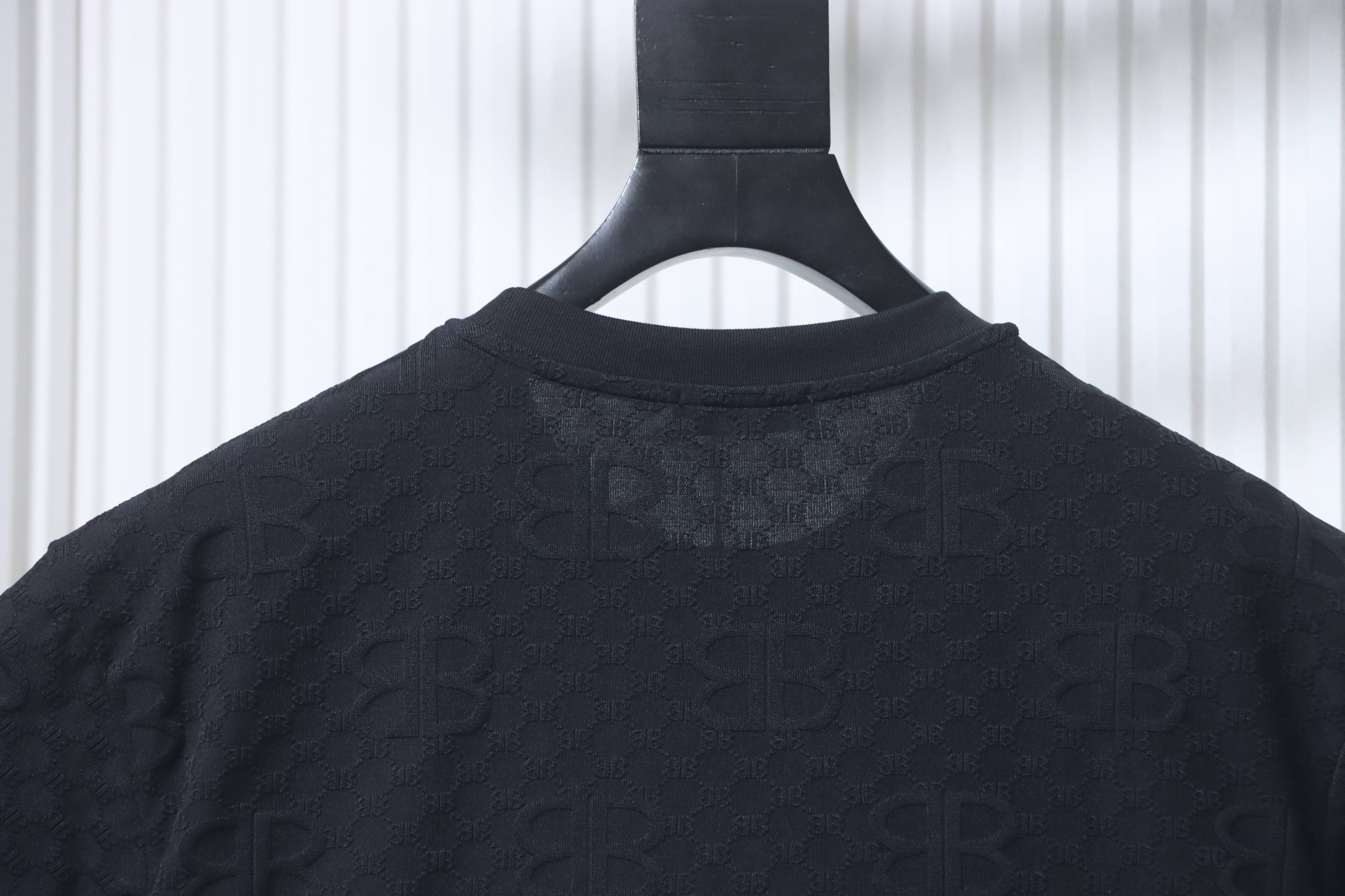 Balenciaga Allover Monogram Jacquard Short Sleeve T-Shirt Style 1