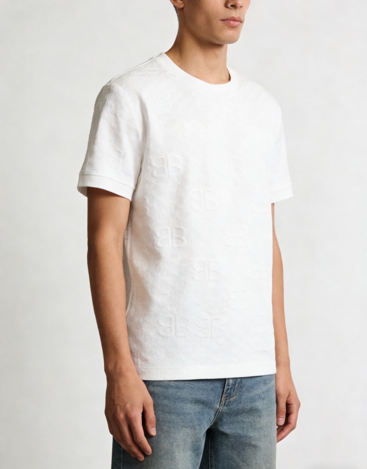 Balenciaga Allover Monogram Jacquard Short Sleeve T-Shirt Style 2
