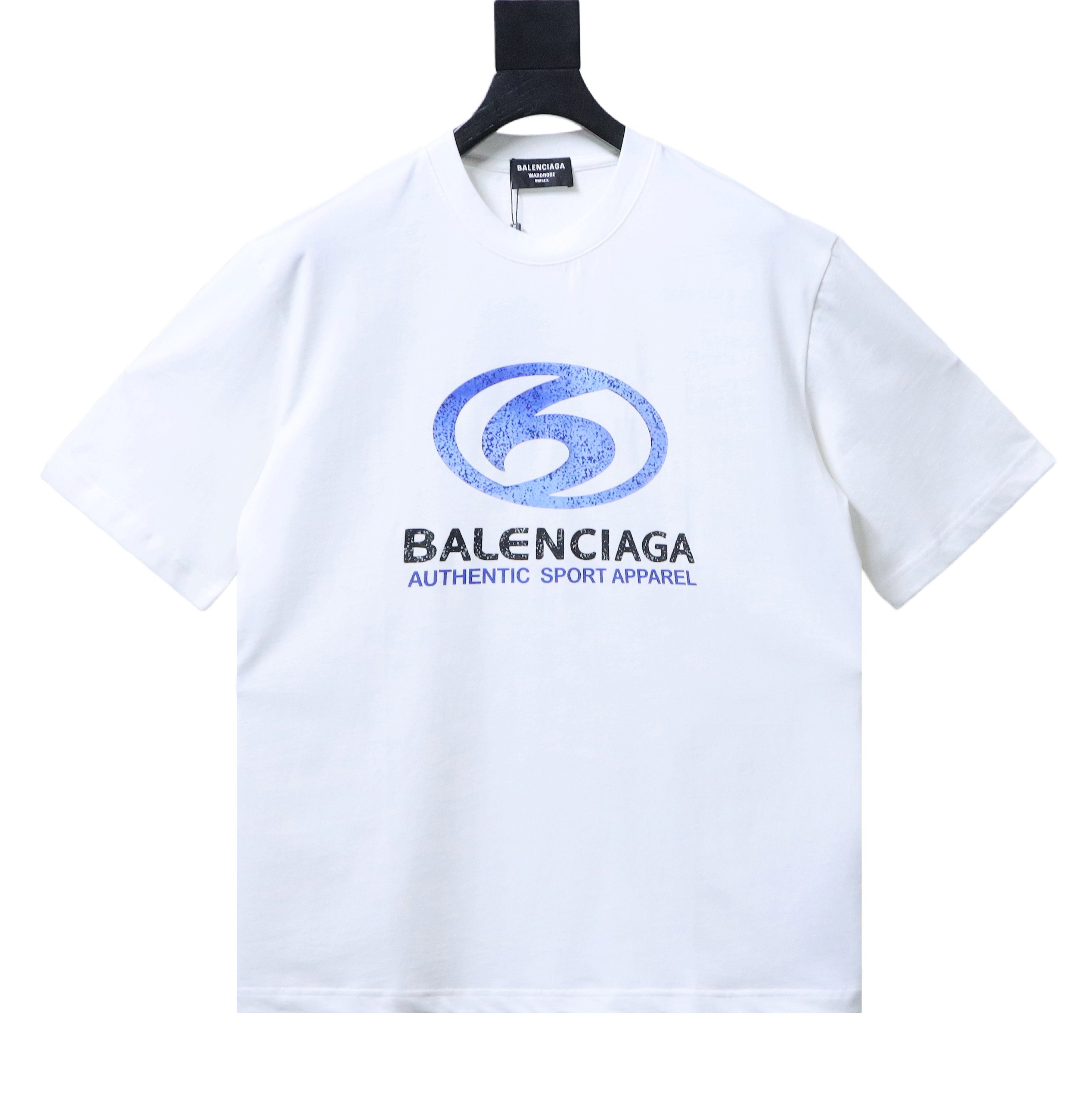 Balenciaga Balenciag Blue Logo Print Short Sleeve T-Shirt Style 1