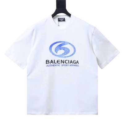 Balenciaga Balenciag Blue Logo Print Short Sleeve T-Shirt Style 1 02