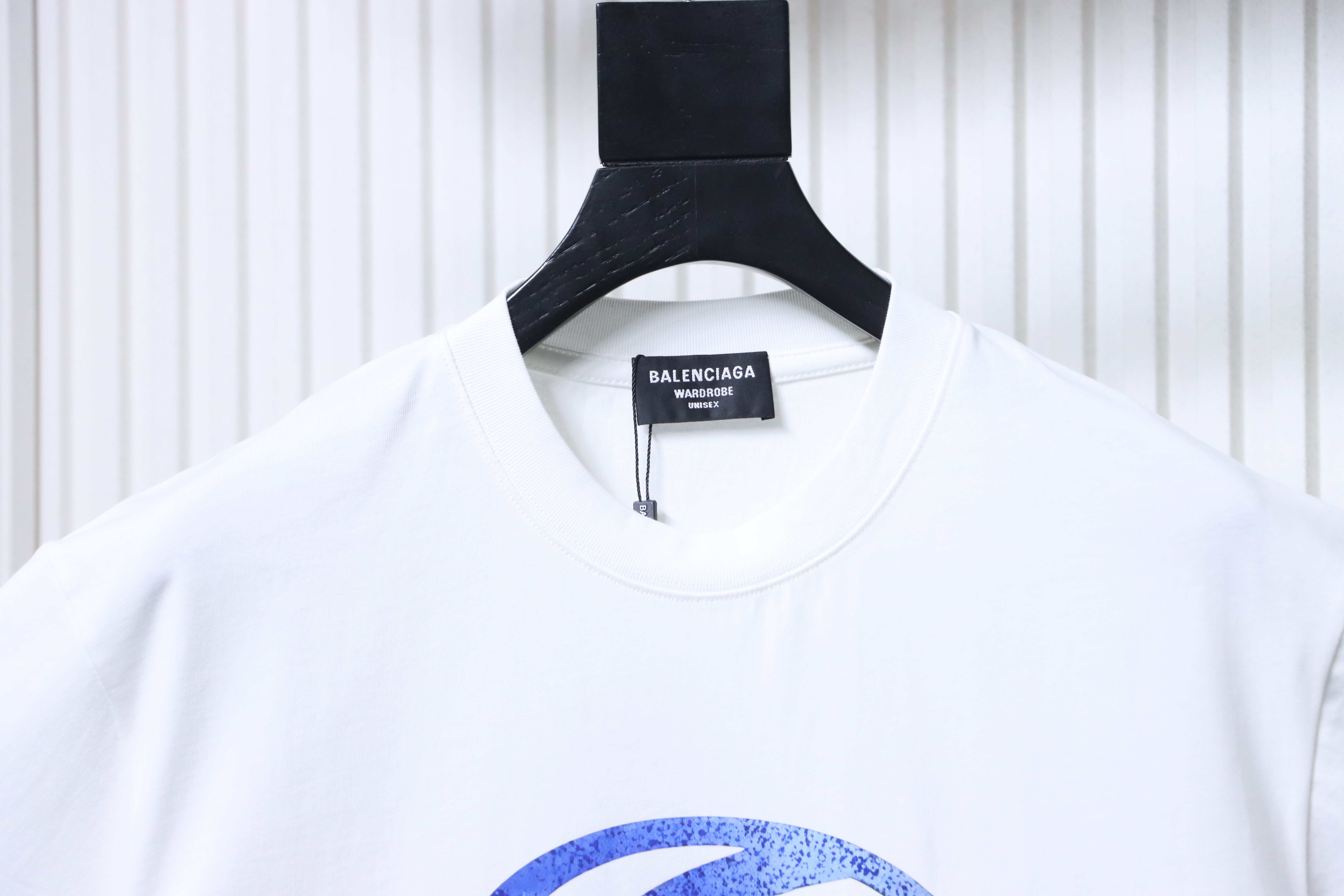 Balenciaga Balenciag Blue Logo Print Short Sleeve T-Shirt Style 1
