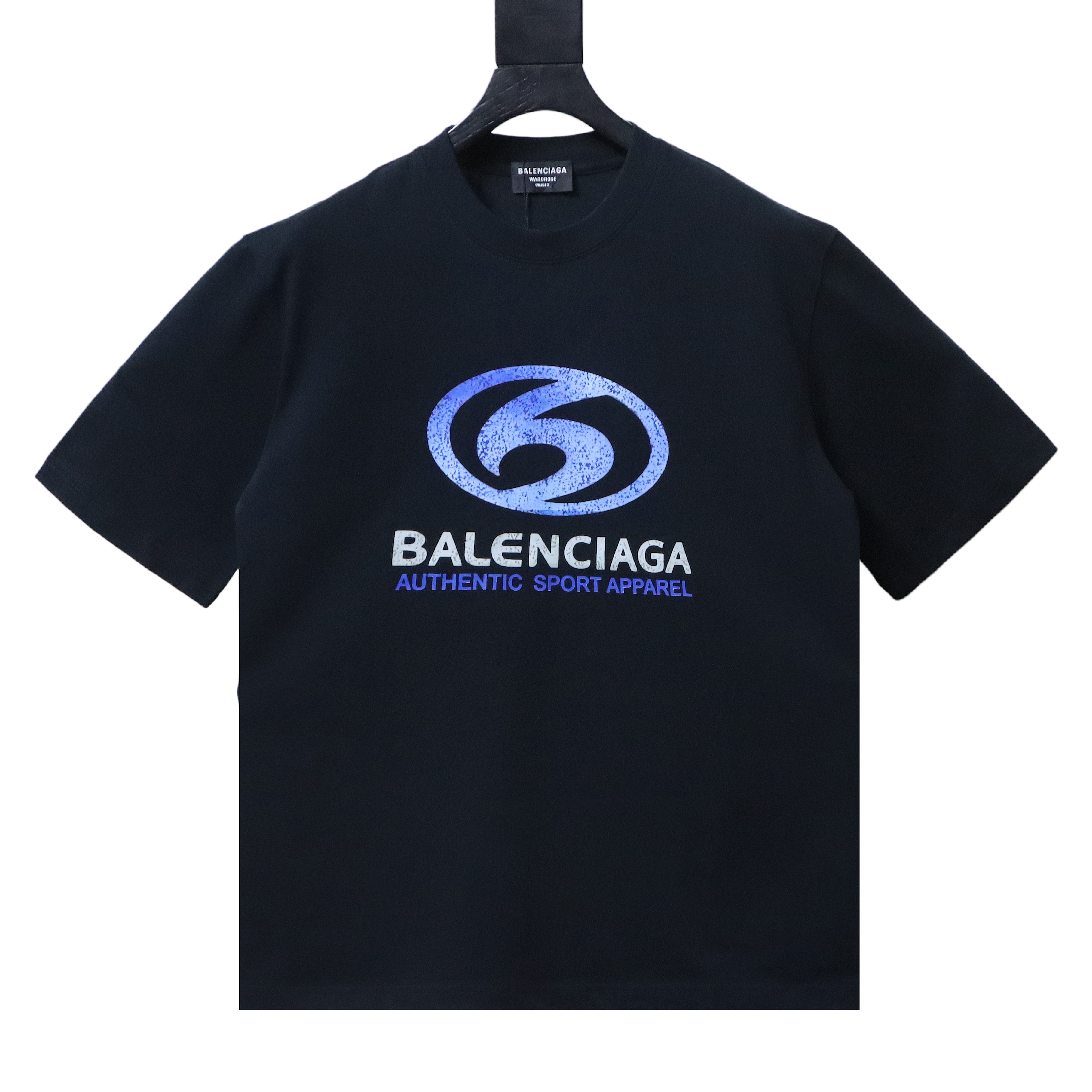 Balenciaga Balenciag Blue Logo Print Short Sleeve T-Shirt Style 2