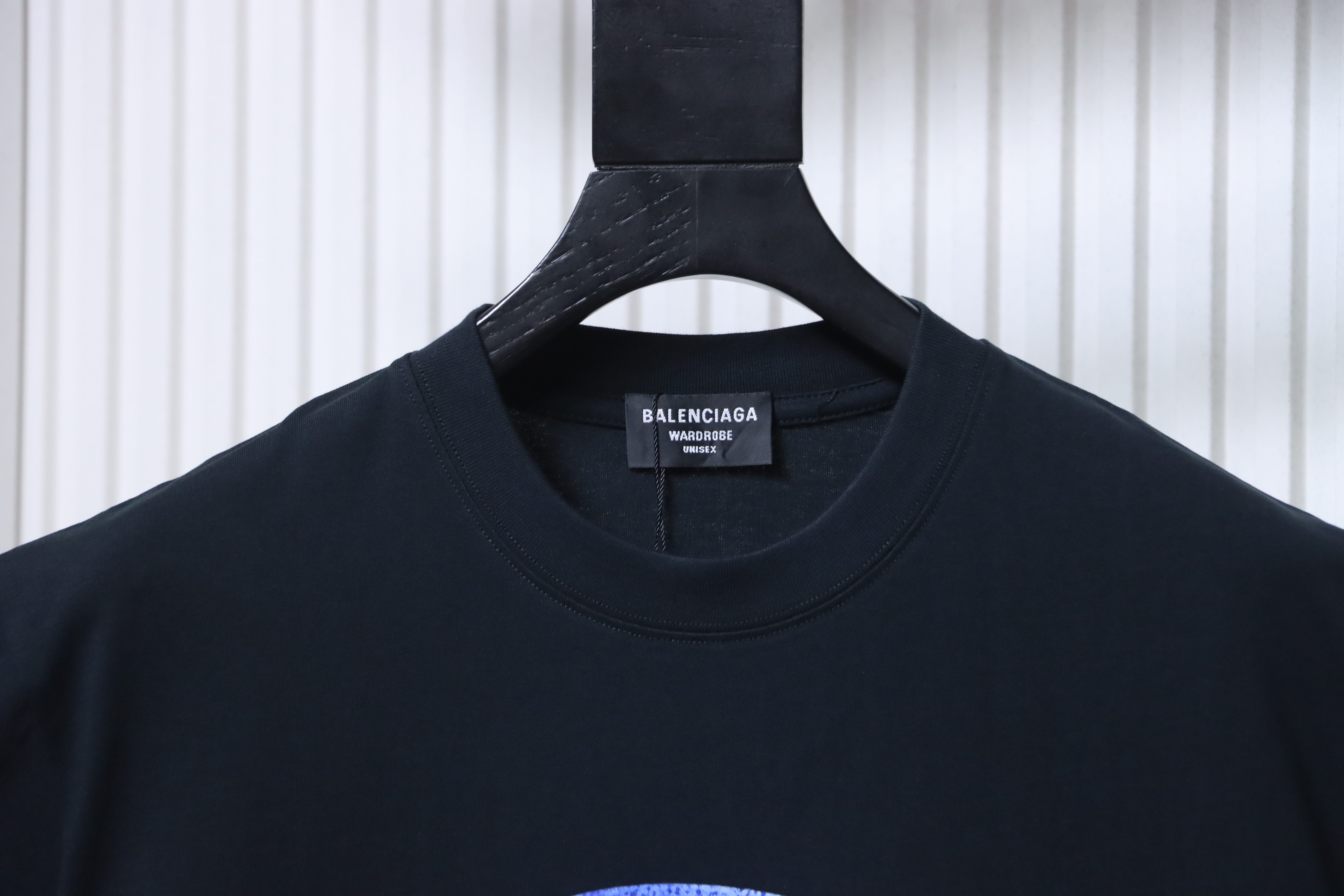 Balenciaga Balenciag Blue Logo Print Short Sleeve T-Shirt Style 2