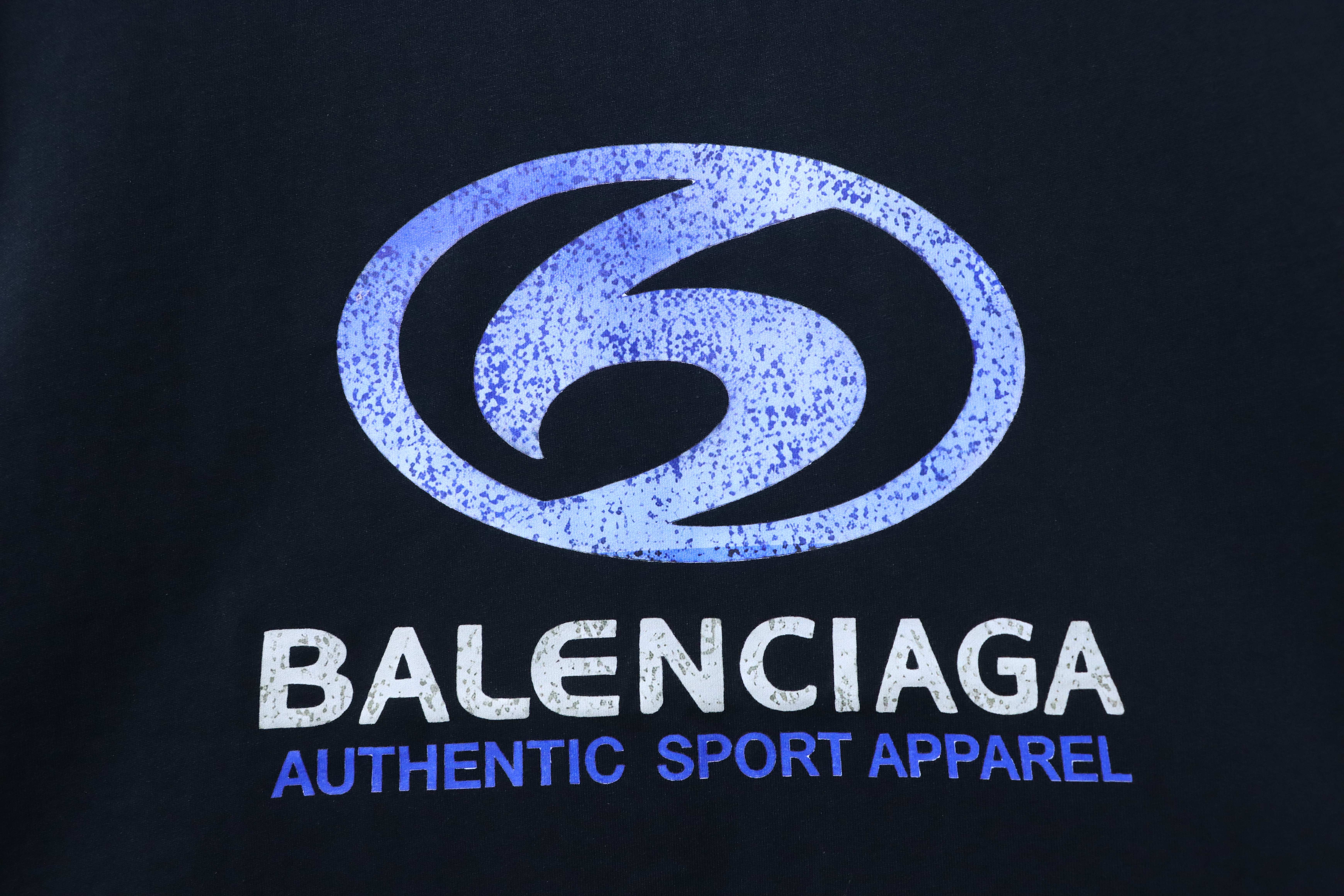 Balenciaga Balenciag Blue Logo Print Short Sleeve T-Shirt Style 2