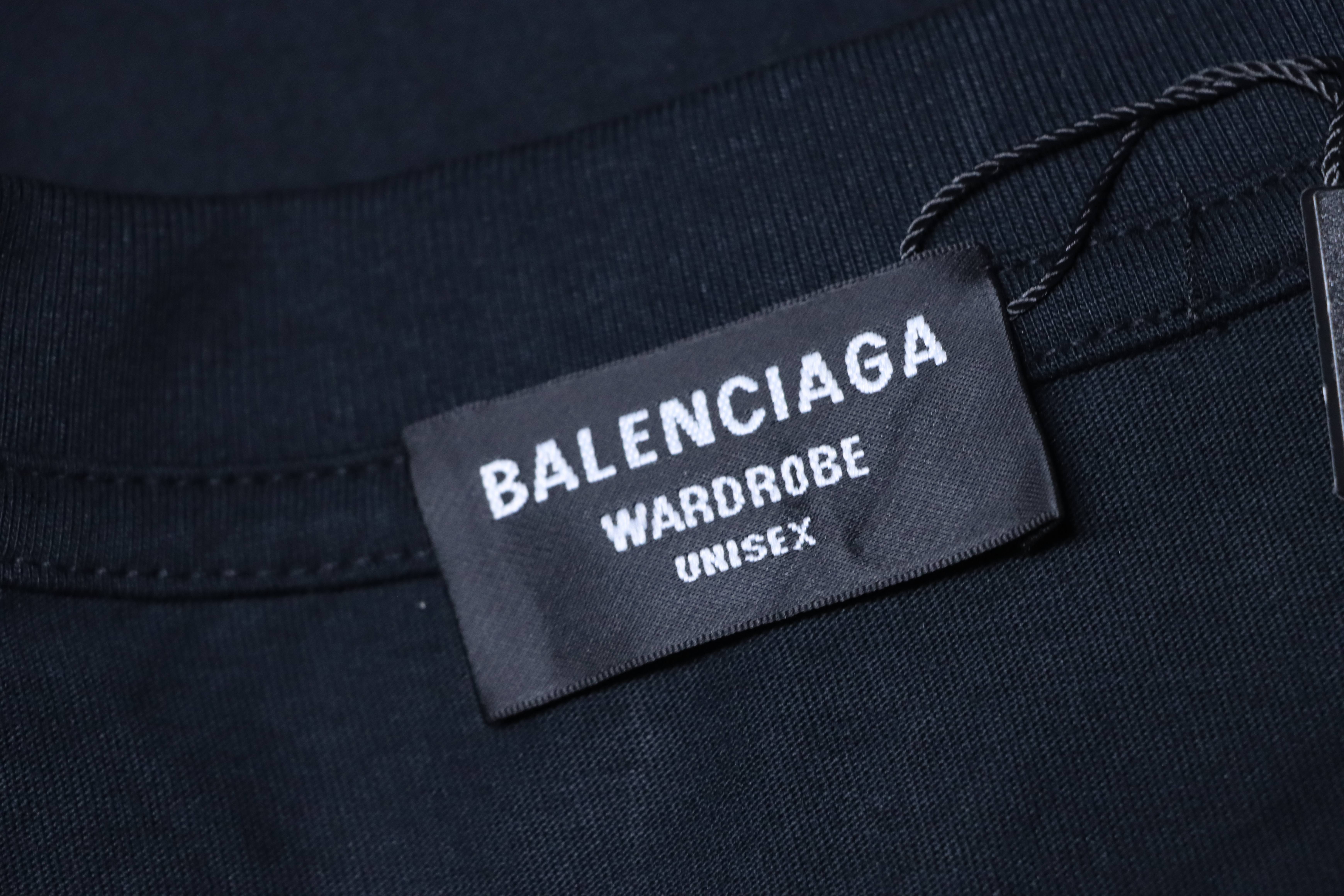 Balenciaga Balenciag Blue Logo Print Short Sleeve T-Shirt Style 2