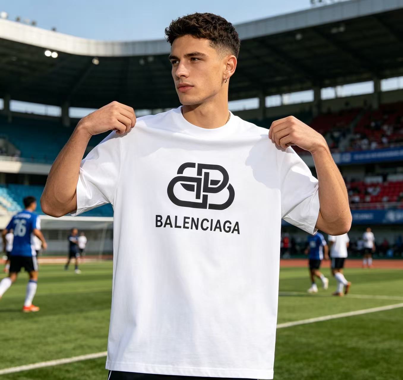 Balenciaga Balenciag Double B Letter Print Short Sleeve T-Shirt Style 1