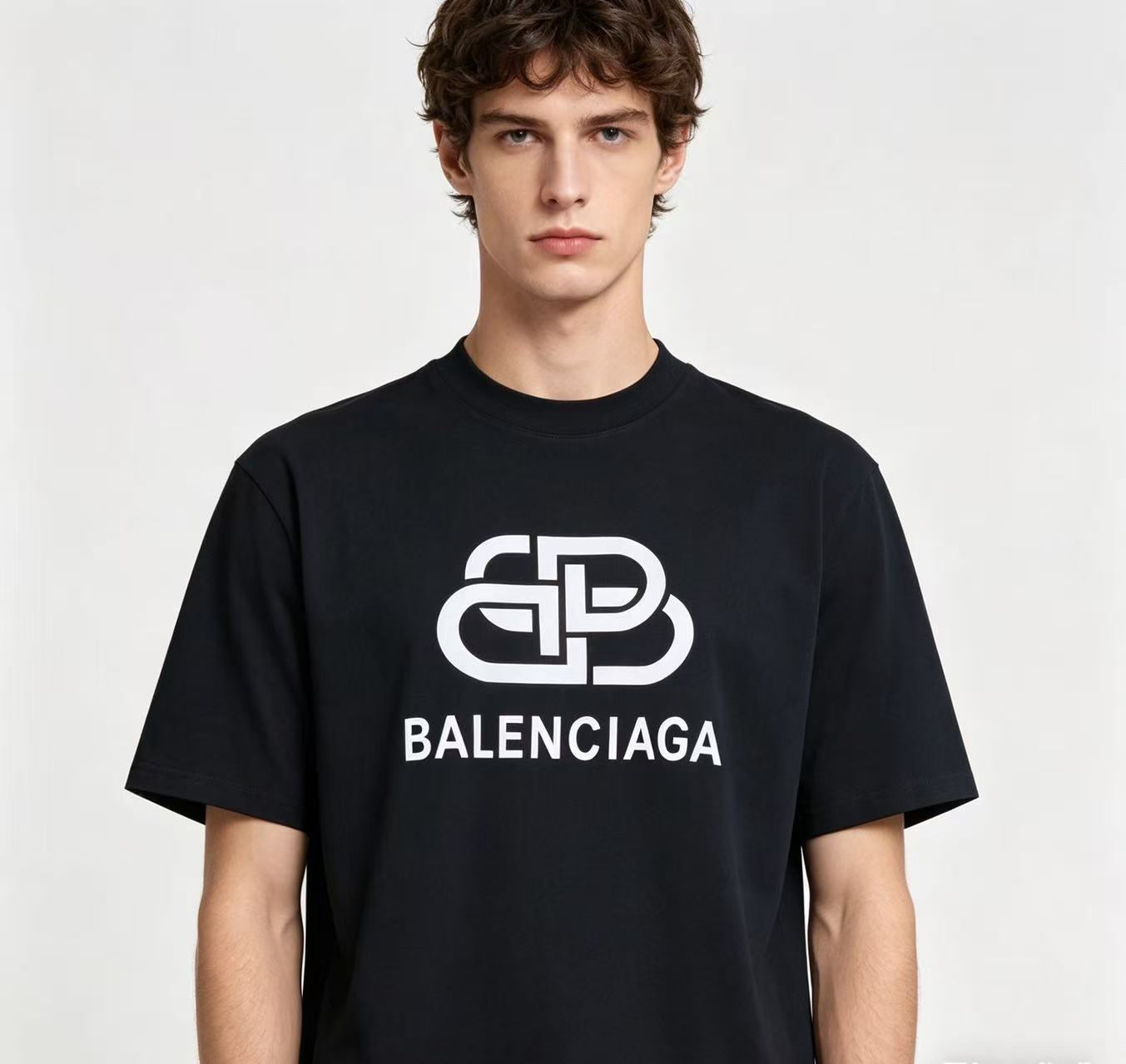 Balenciaga Balenciag Double B Letter Print Short Sleeve T-Shirt Style 2