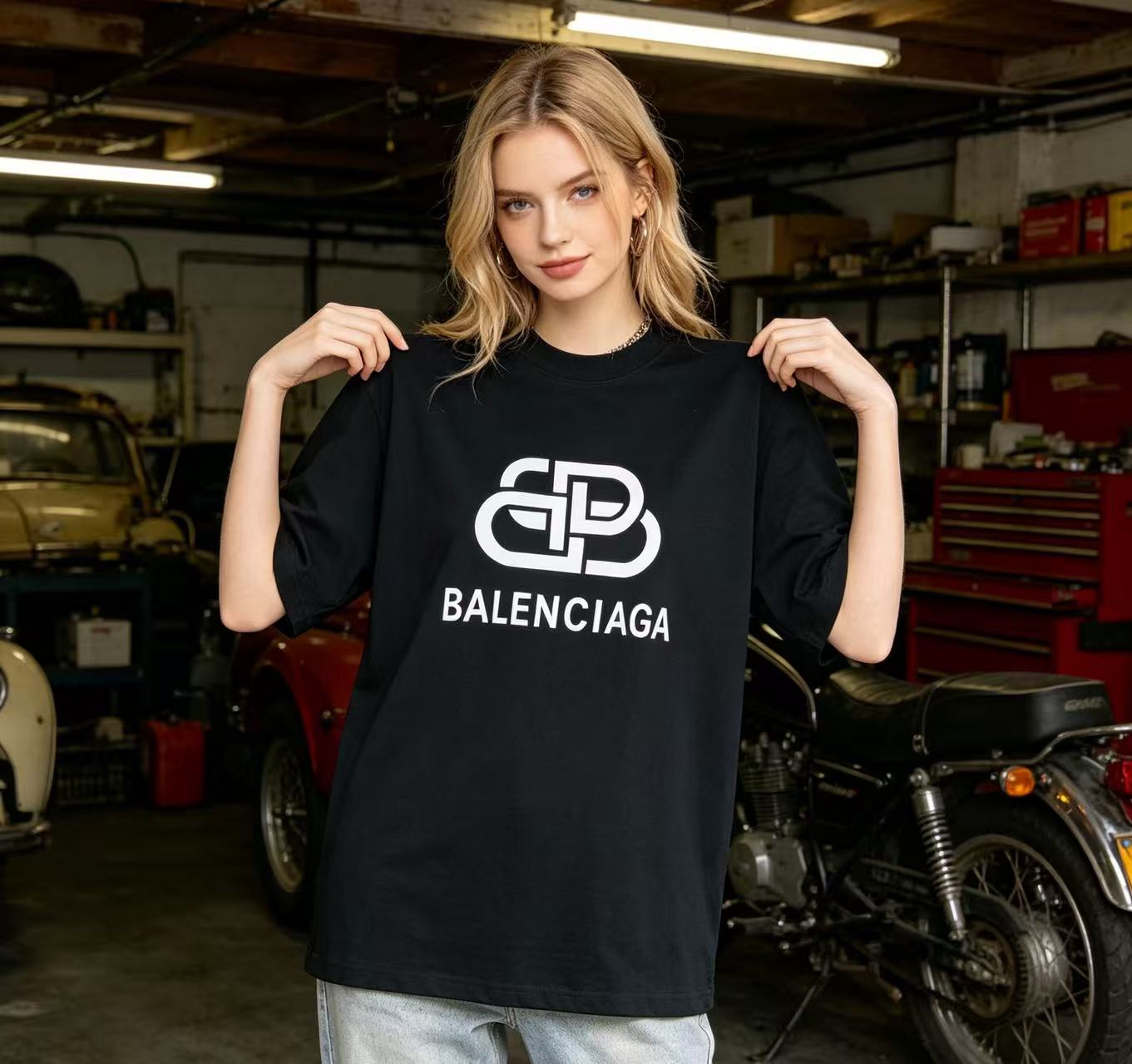 Balenciaga Balenciag Double B Letter Print Short Sleeve T-Shirt Style 2