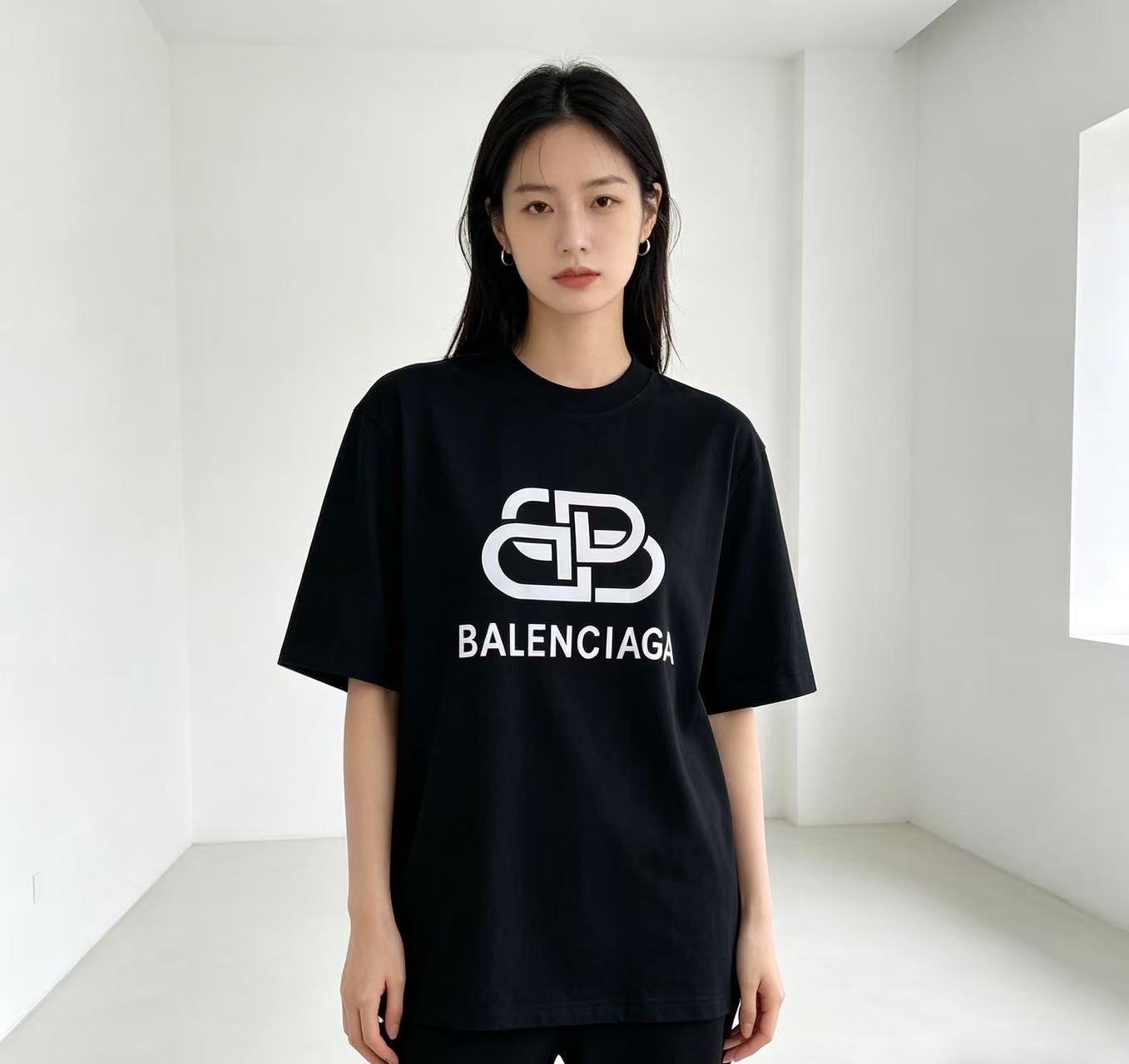 Balenciaga Balenciag Double B Letter Print Short Sleeve T-Shirt Style 2