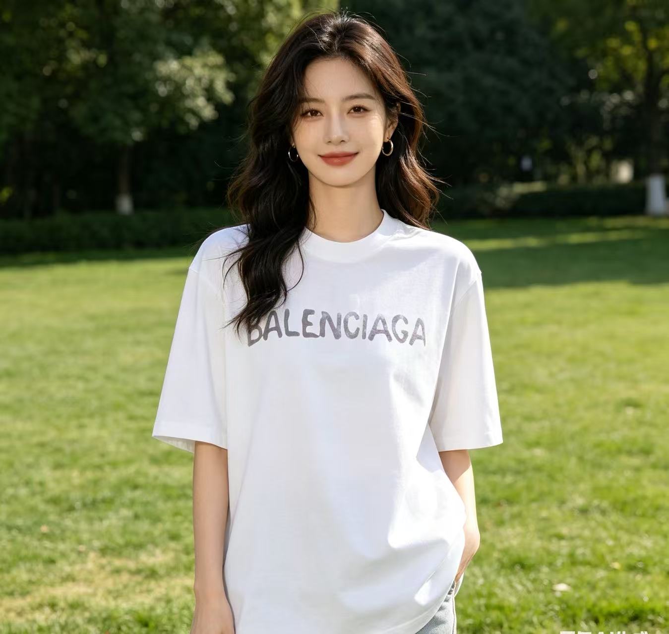 Balenciaga Balenciag l Double B Bitcoin Print Short Sleeve T-Shirt Style 1
