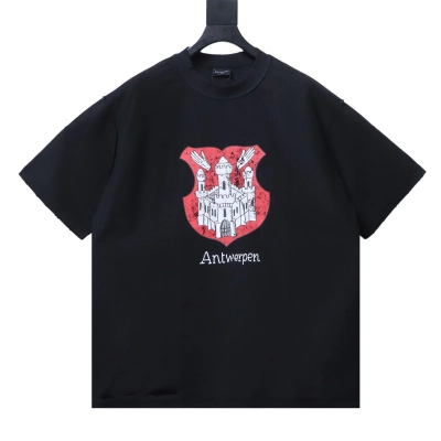 Balenciaga Balenciga Castle Print Ripped Short Sleeve T-Shirt 02