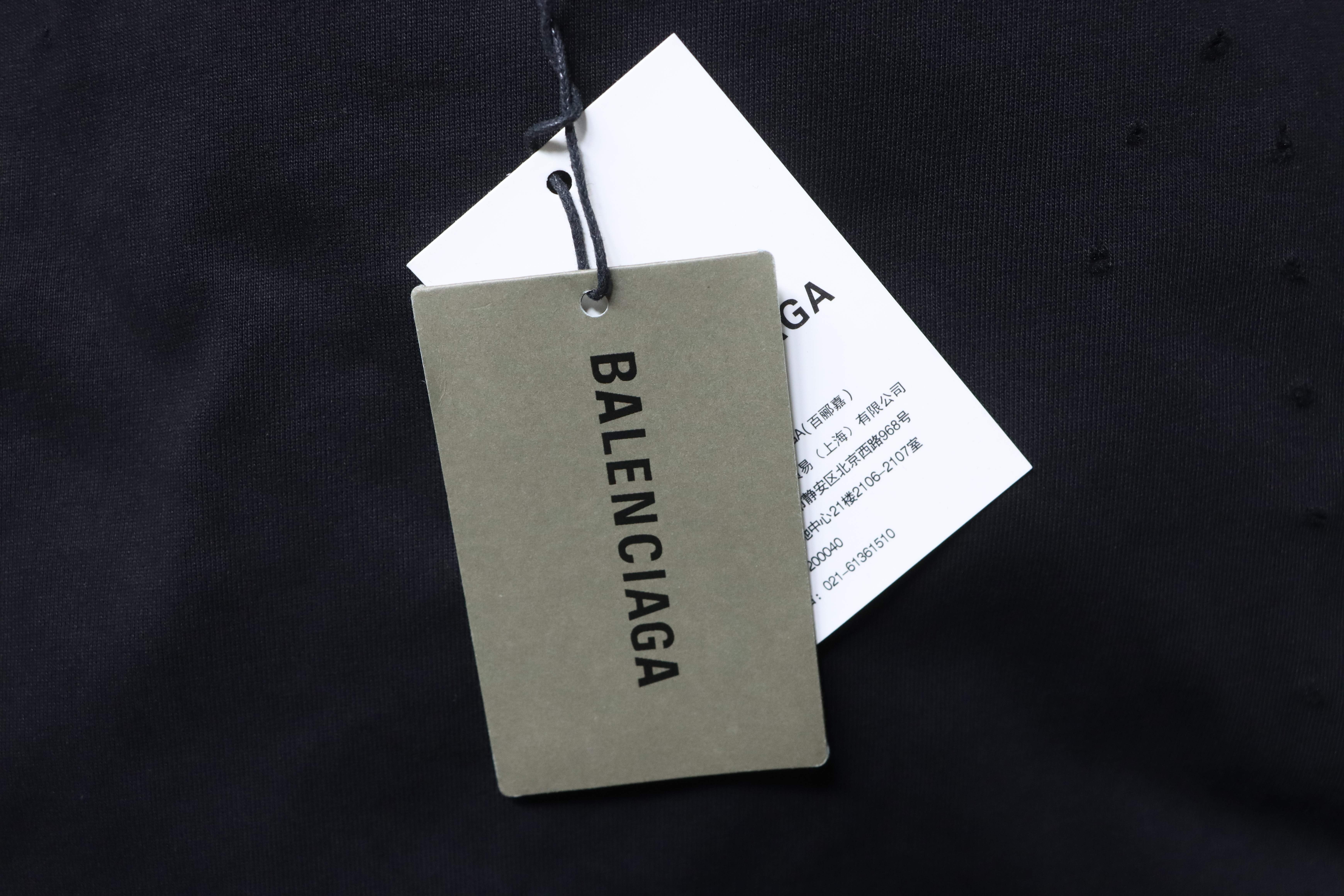 Balenciaga Balenciga Castle Print Ripped Short Sleeve T-Shirt