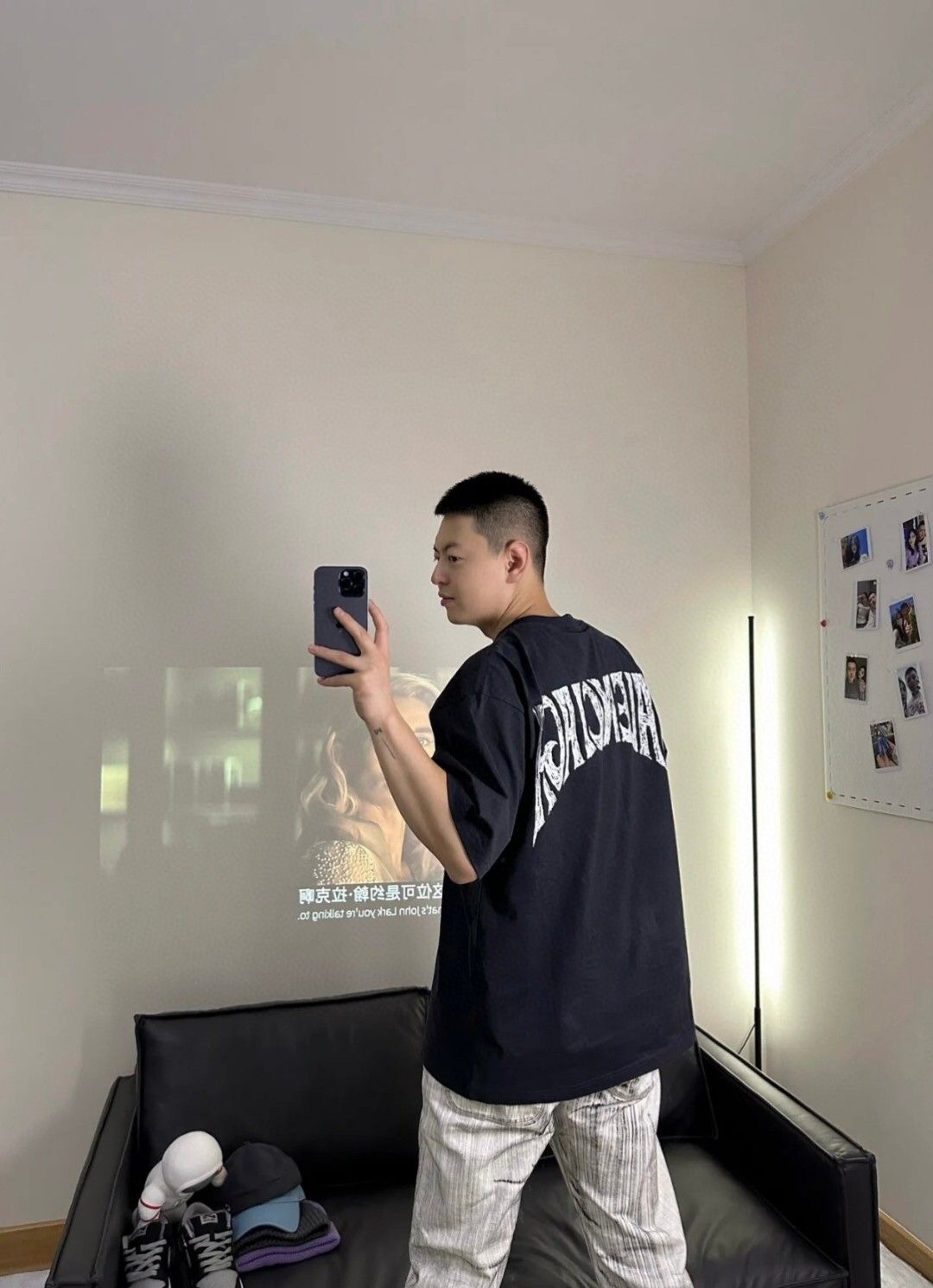 Balenciaga Beach Art Night Scene Tower Print Short Sleeve T-Shirt Style 1