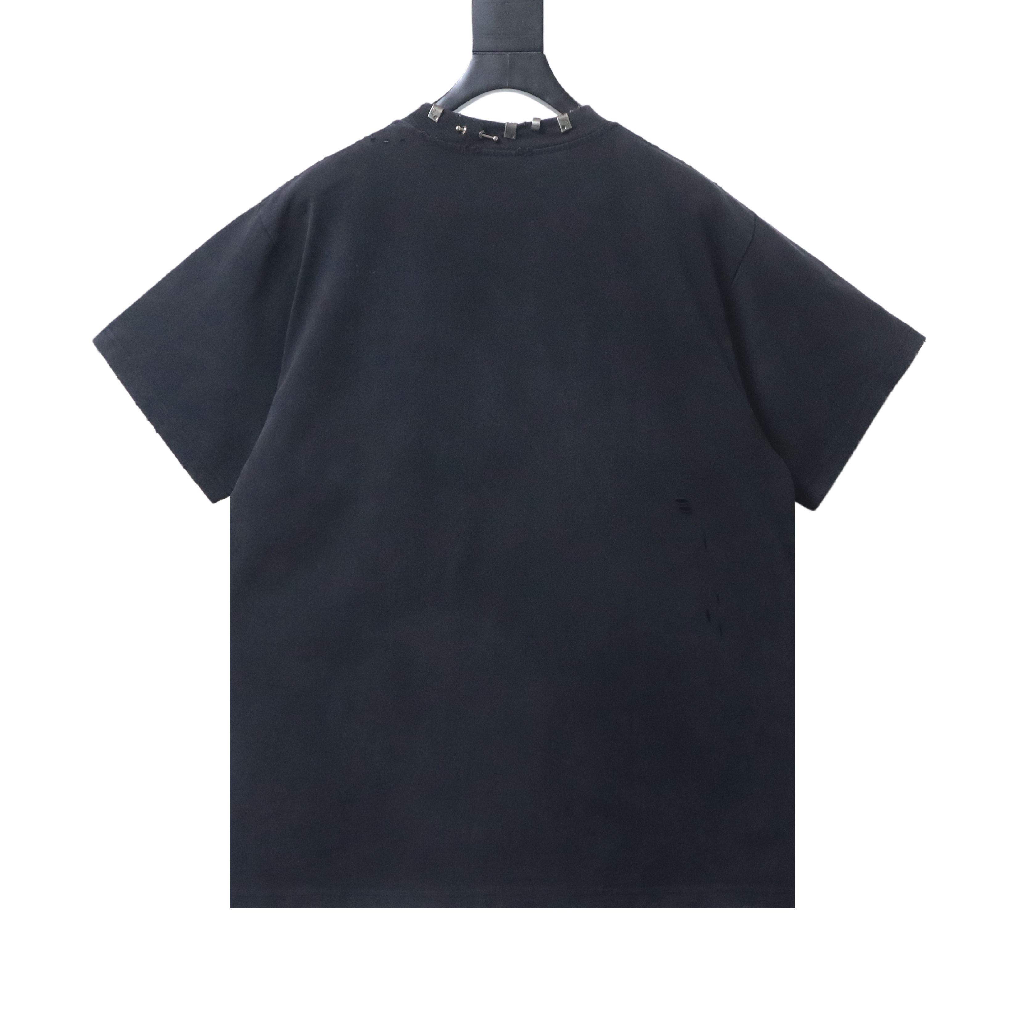 Balenciaga BLCG 26SS Collar Engraved Logo Ring Pull-Ring Piercing Short Sleeve T-Shirt
