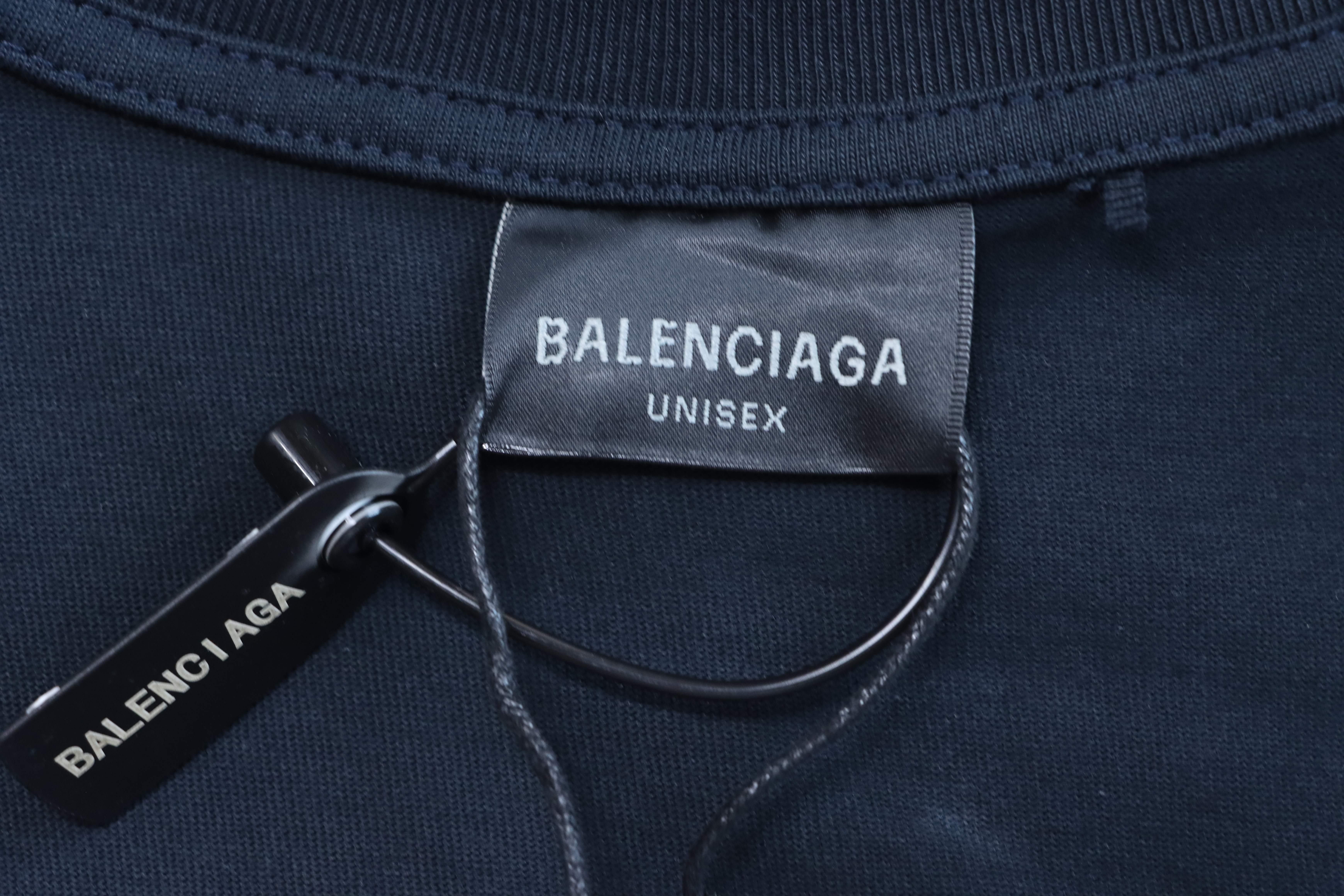 Balenciaga BLCG Gray Ring Letter Embroidery Short Sleeve T-Shirt