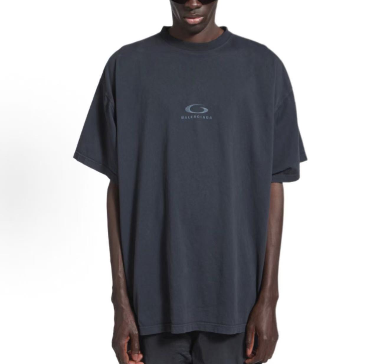 Balenciaga BLCG Gray Ring Letter Embroidery Short Sleeve T-Shirt