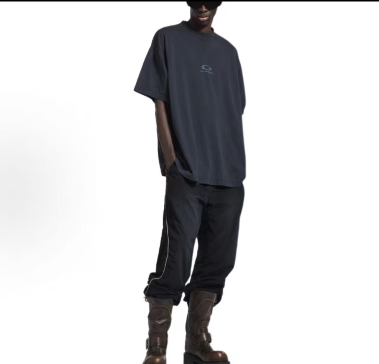 Balenciaga BLCG Gray Ring Letter Embroidery Short Sleeve T-Shirt