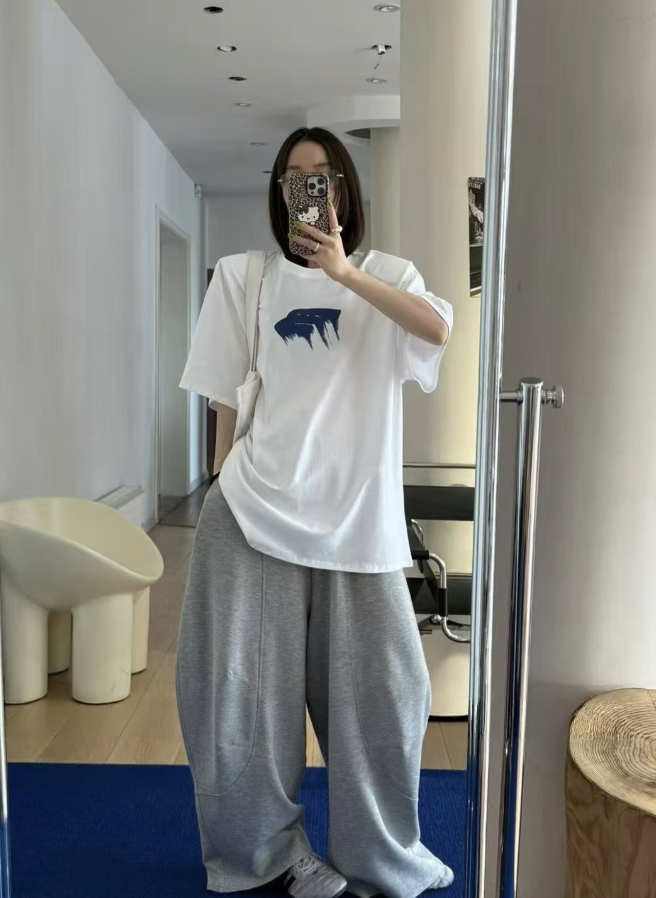 Balenciaga Blue Graffiti Logo Loose Fit Short Sleeve T-Shirt