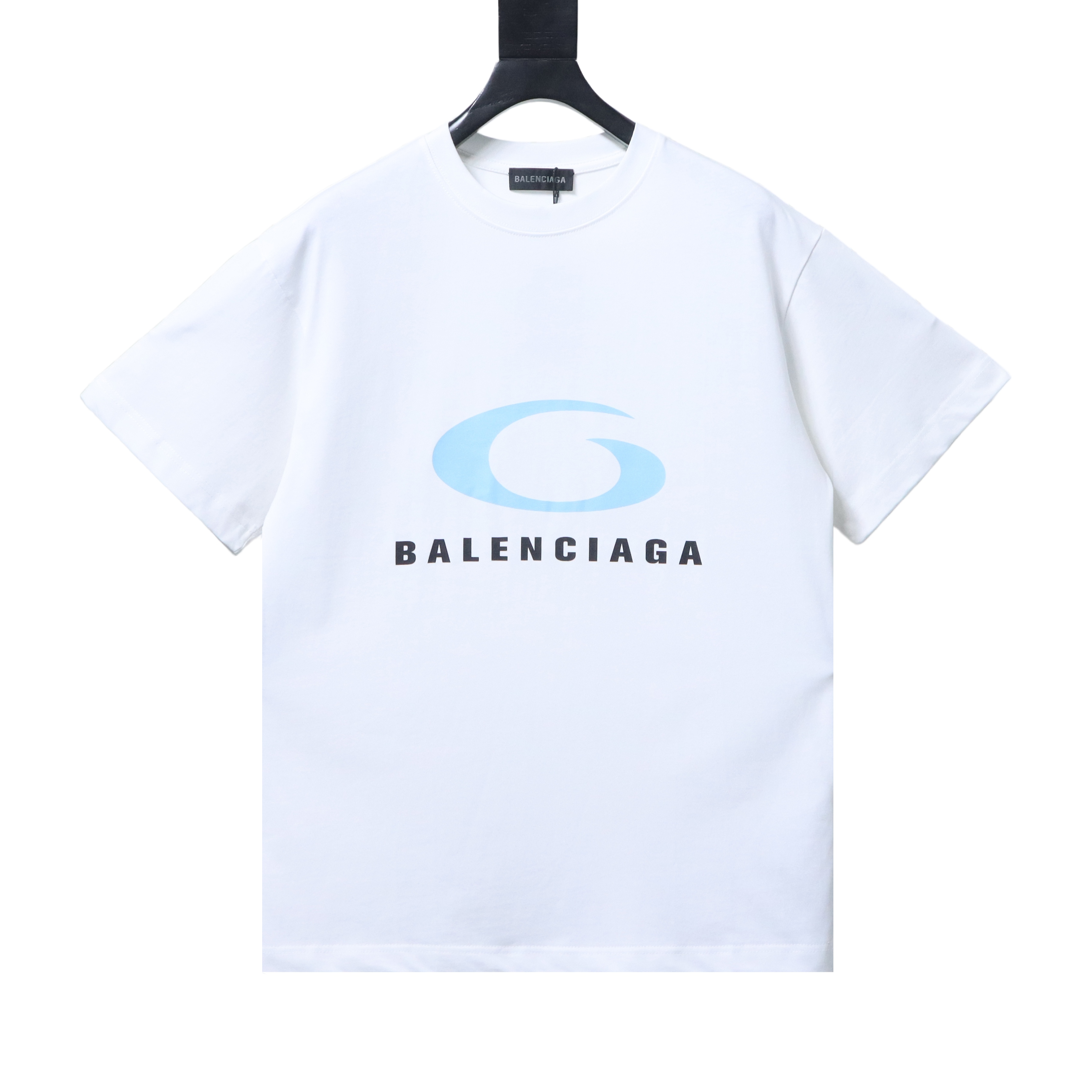 Balenciaga Blue Ring Print Letter Short Sleeve T-Shirt Style 1