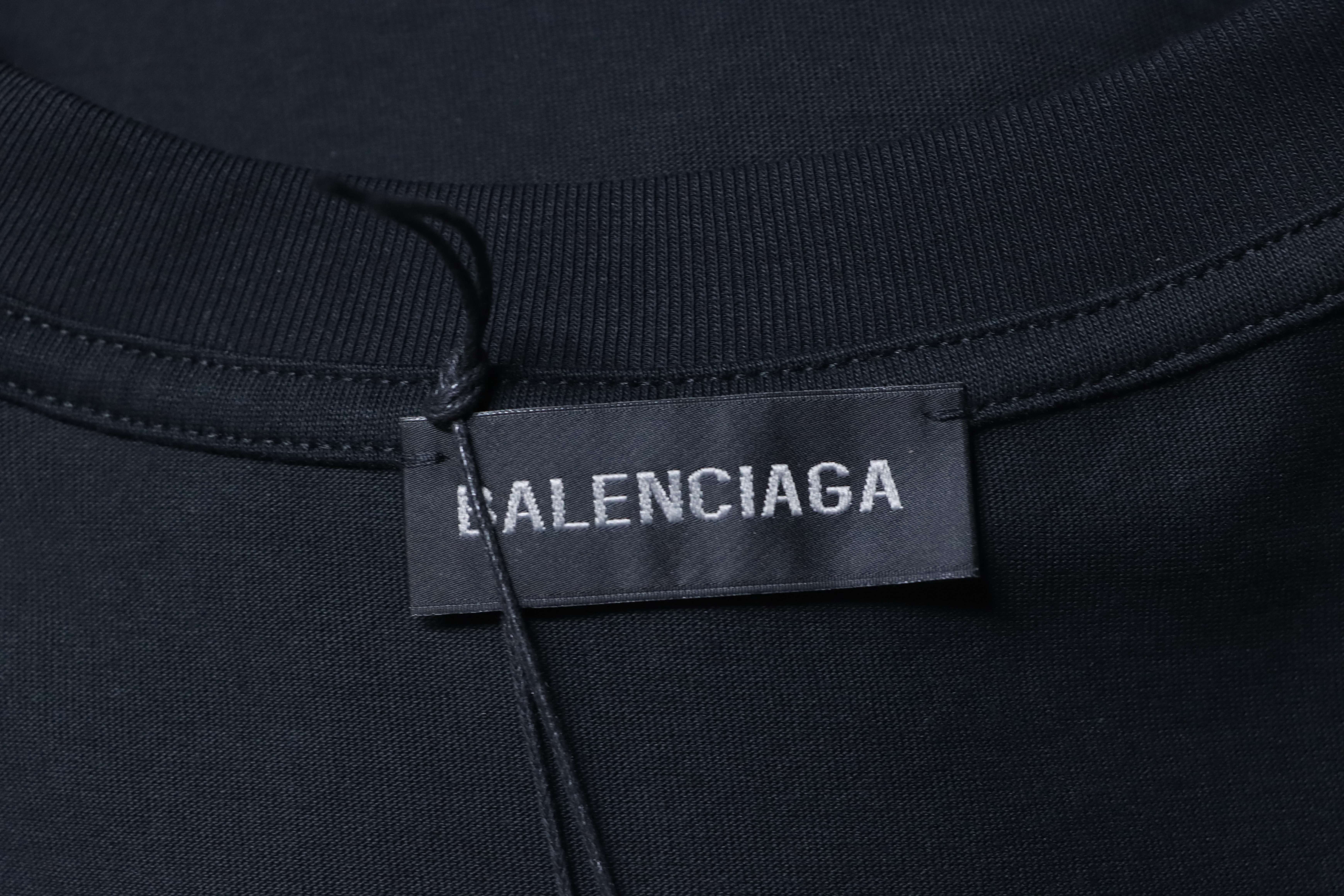 Balenciaga Blue Ring Print Letter Short Sleeve T-Shirt Style 2