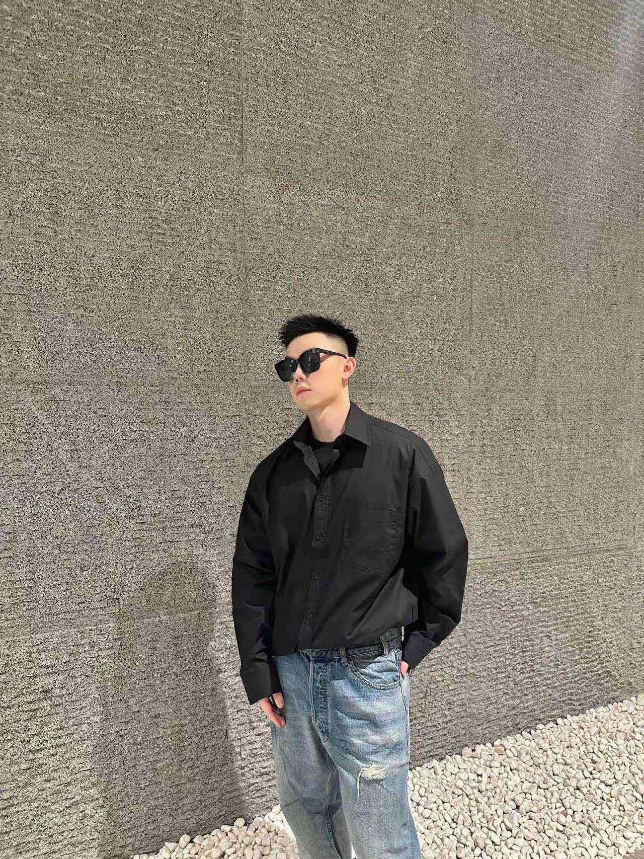 Balenciaga Classic Back Rhinestone Letter Logo Long Sleeve Shirt Style 1