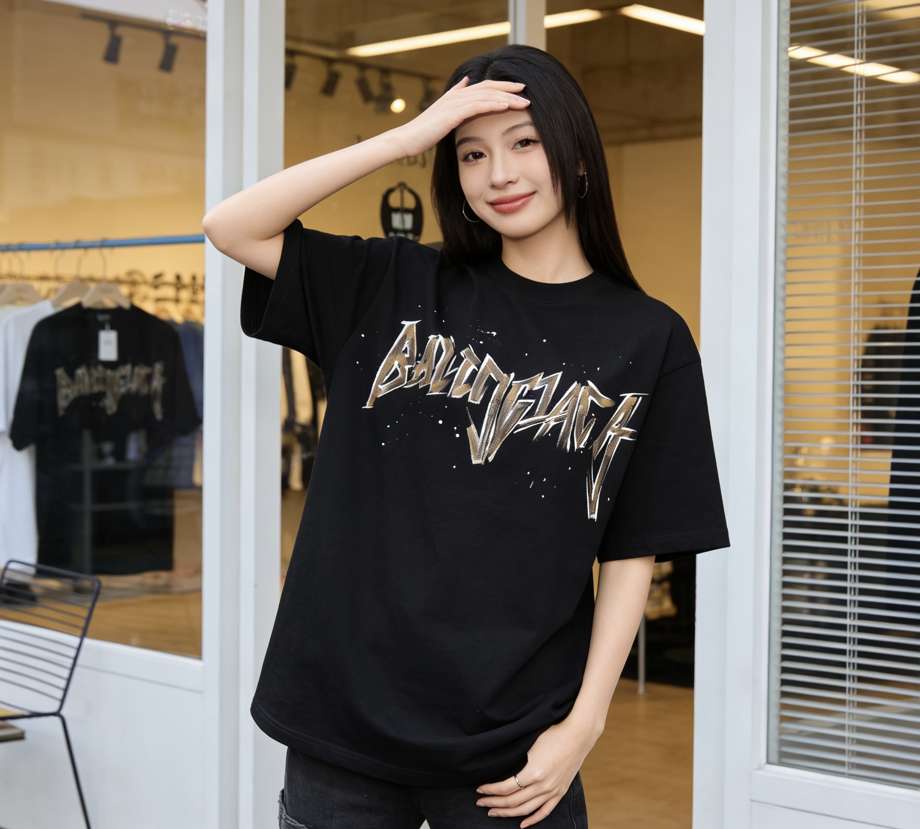 Balenciaga Double B B Hand-Drawn Graffiti Short Sleeve T-Shirt Style 2