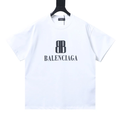 Balenciaga Double B Letter Print Crewneck Short Sleeve T-Shirt Style 2 01