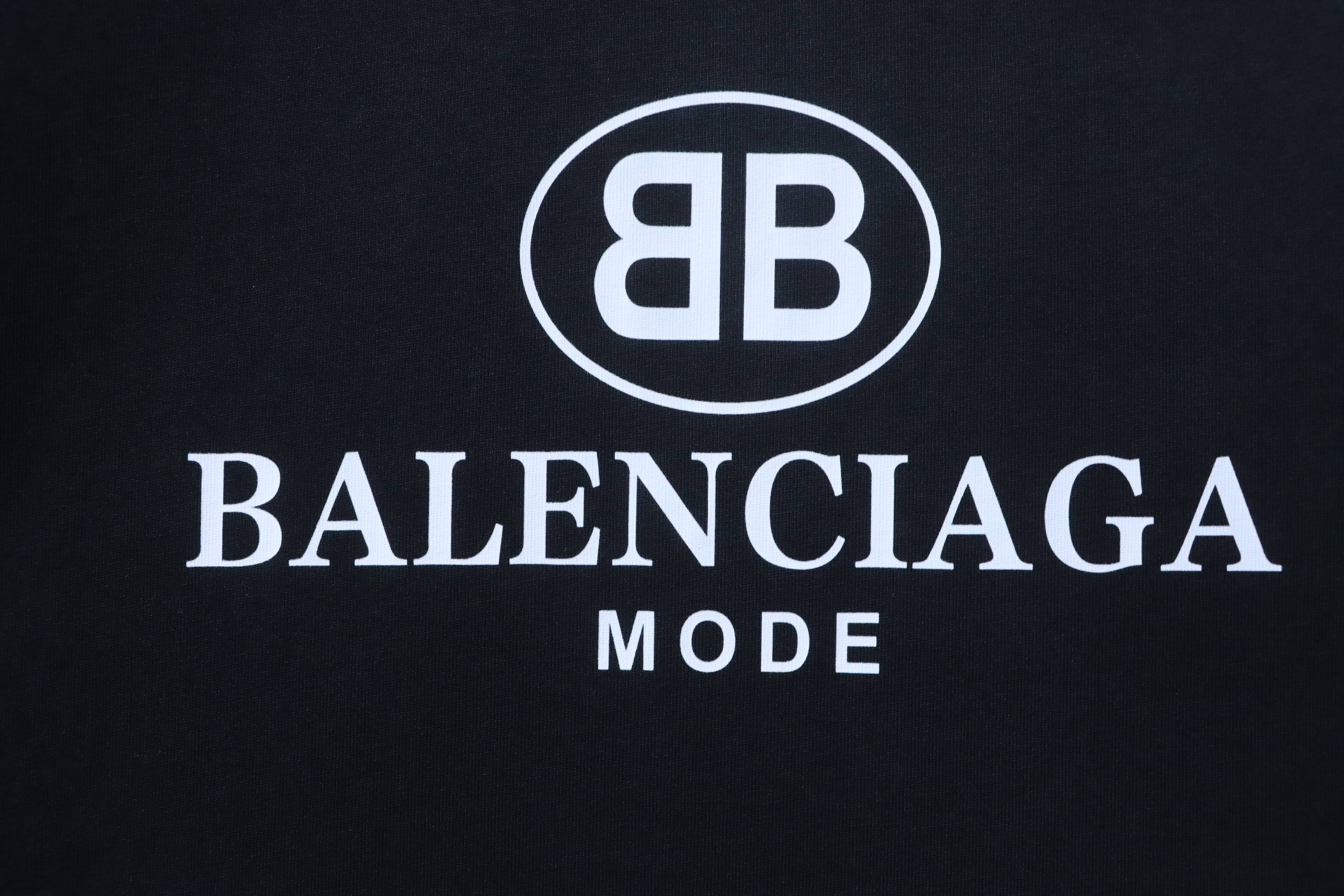 Balenciaga Double B Letter Print Short Sleeve T-Shirt
