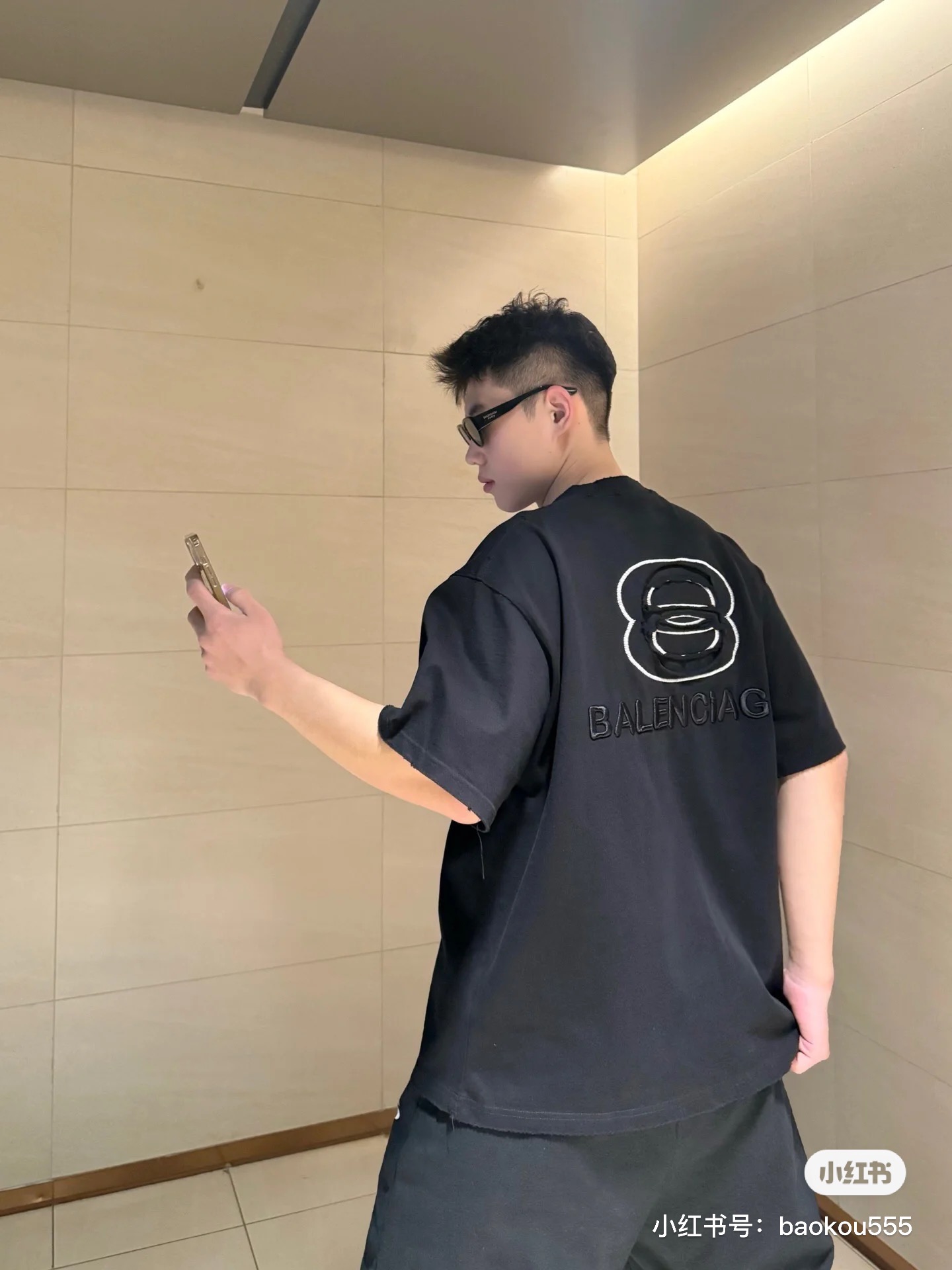 Balenciaga Double Ring Patch Embroidery Short Sleeve T-Shirt Style 2