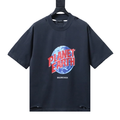 Balenciaga Earth Print Ripped Short Sleeve T-Shirt Style 2 01