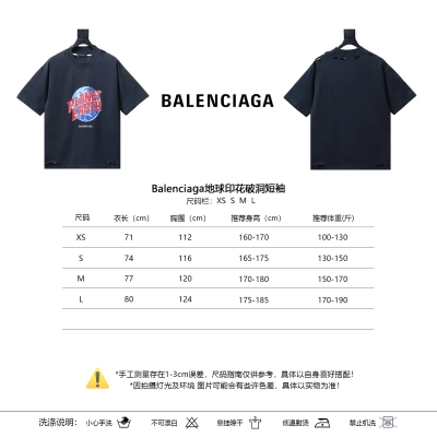 Balenciaga Earth Print Ripped Short Sleeve T-Shirt Style 2 02