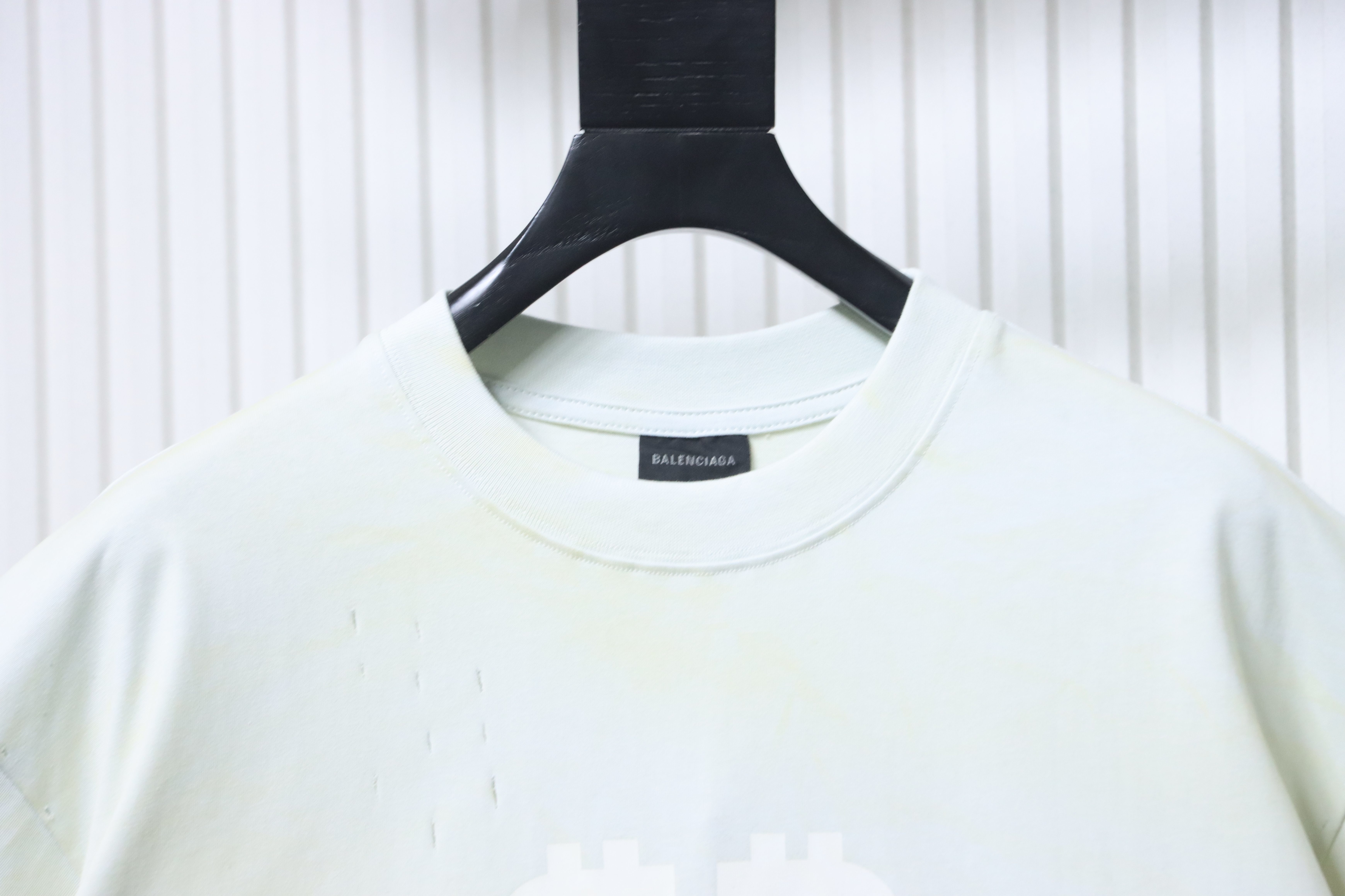 Balenciaga Front and Back Double B Distressed Cement Hand-Drawn Bitcoin Short Sleeve T-Shirt Style 2