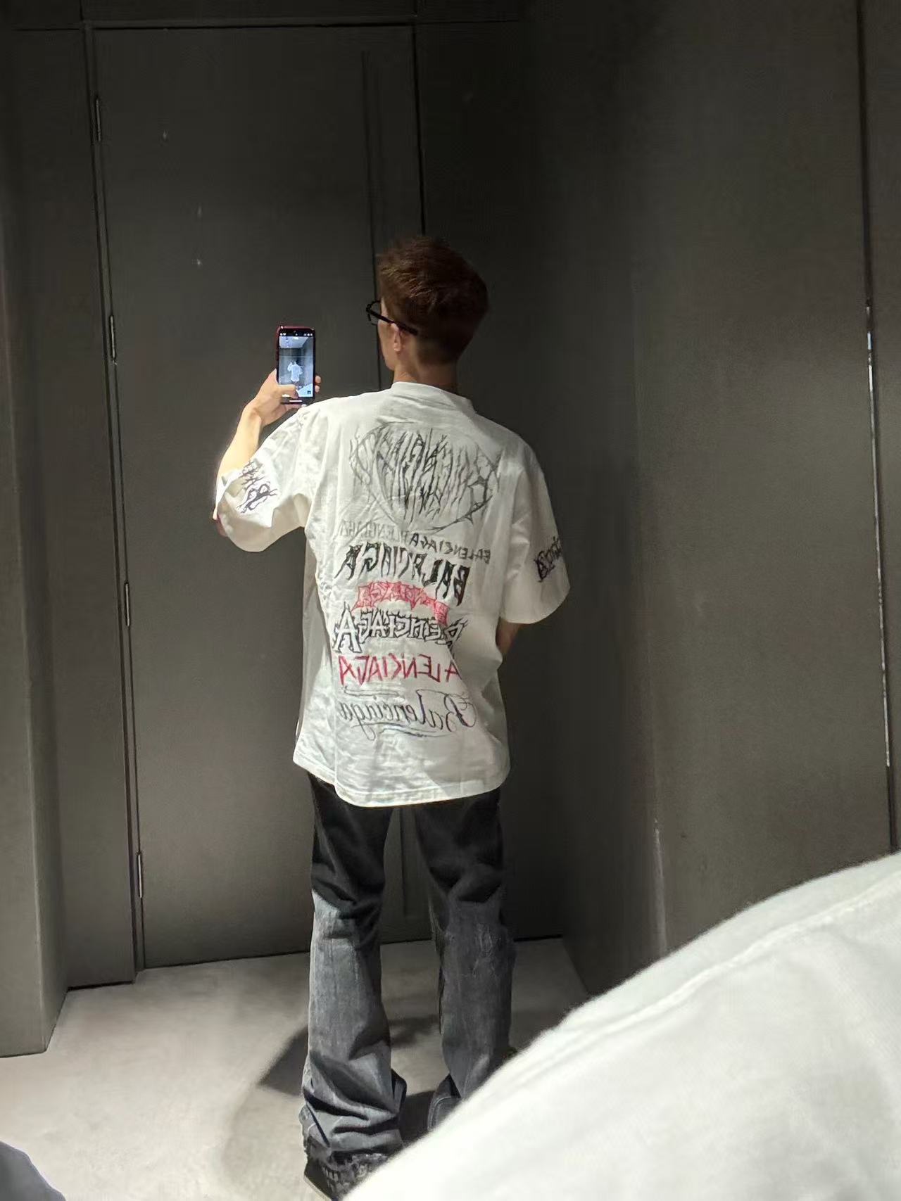 Balenciaga Letter Allover Direct Print Breathable Graffiti Short Sleeve T-Shirt Style 1
