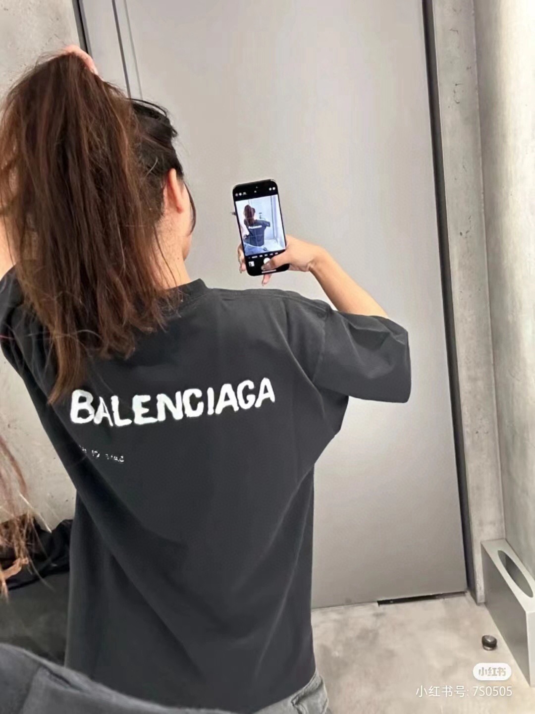 Balenciaga Letter Front and Back Print Short Sleeve T-Shirt Style 1