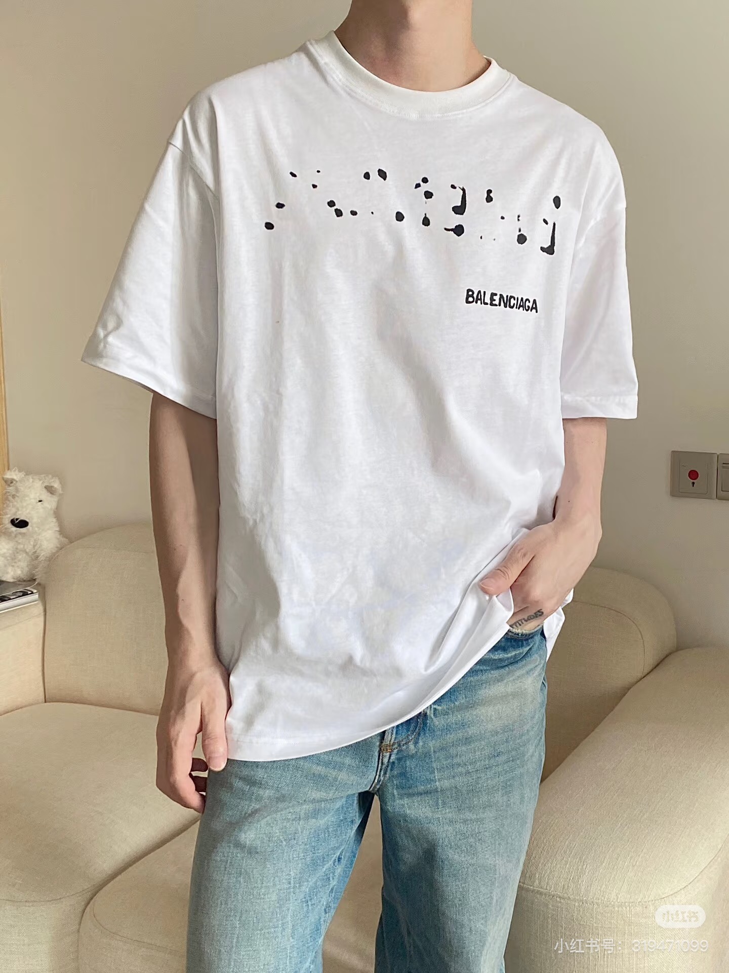 Balenciaga Letter Front and Back Print Short Sleeve T-Shirt Style 2