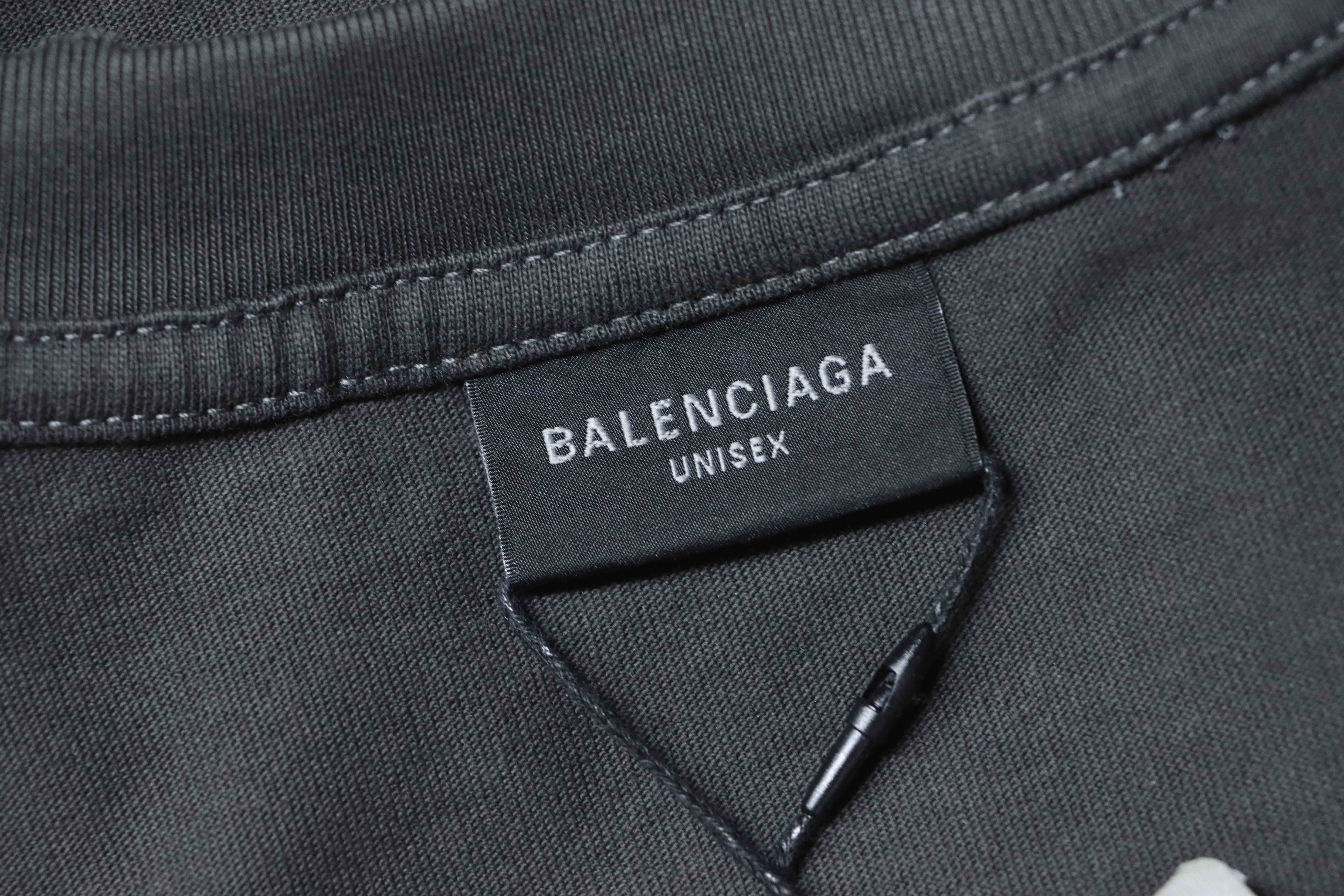 Balenciaga Mottled Coke Print Washed Ripped Short Sleeve T-Shirt Style 1