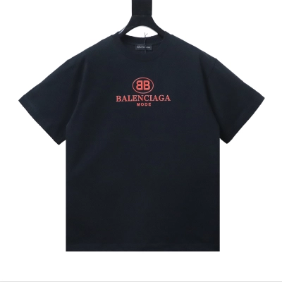 Balenciaga Red Letter Logo Print Short Sleeve T-Shirt 01