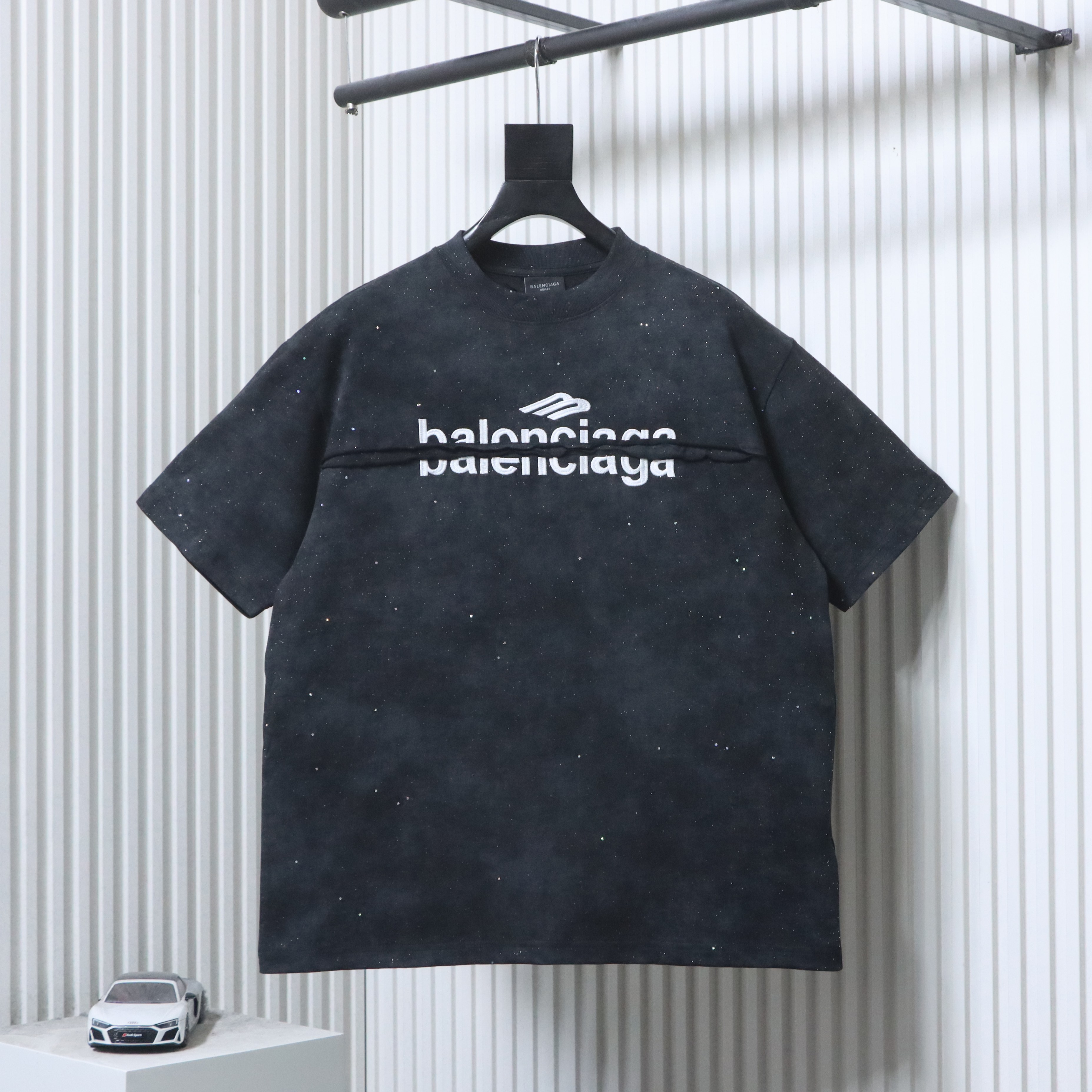 Balenciaga Rendered Starry Embroidery Letter Crewneck Short Sleeve T-Shirt