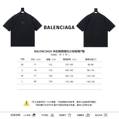 Balenciaga Ring Embroidery Distressed Small Logo Short Sleeve T-Shirt 02