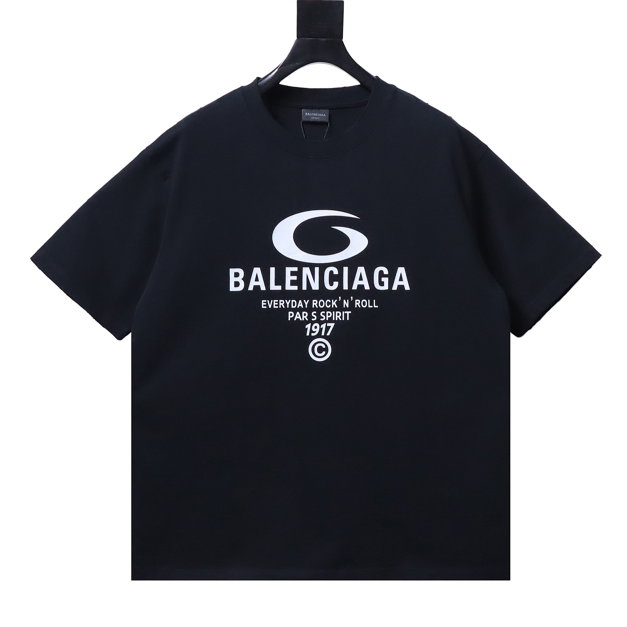 Balenciaga Ring Letter Print Ripped Short Sleeve T-Shirt Style 2