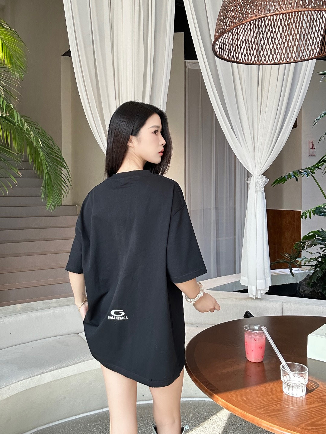 Balenciaga Ring Letter Print Ripped Short Sleeve T-Shirt Style 2