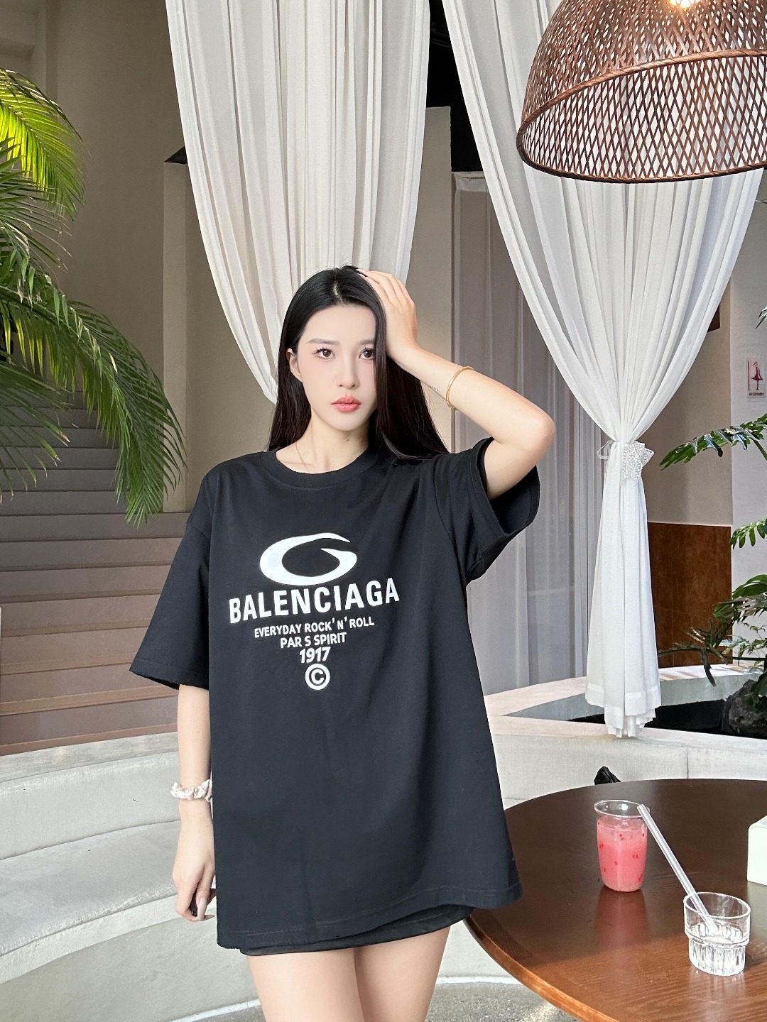 Balenciaga Ring Letter Print Ripped Short Sleeve T-Shirt Style 2