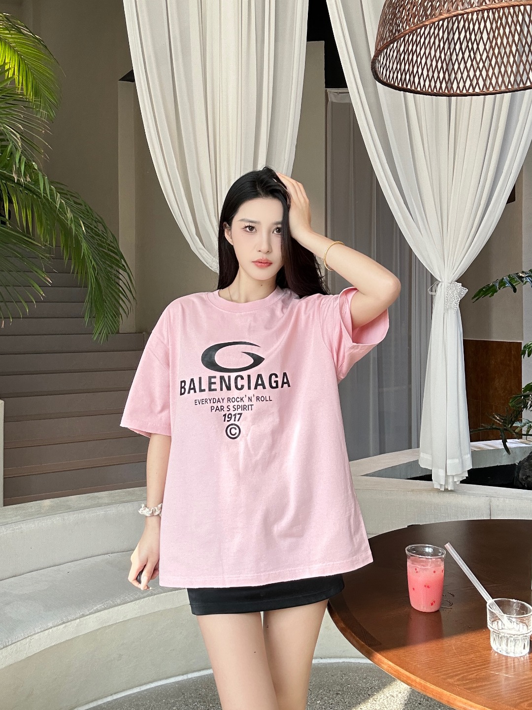 Balenciaga Ring Letter Print Ripped Short Sleeve T-Shirt Style 3