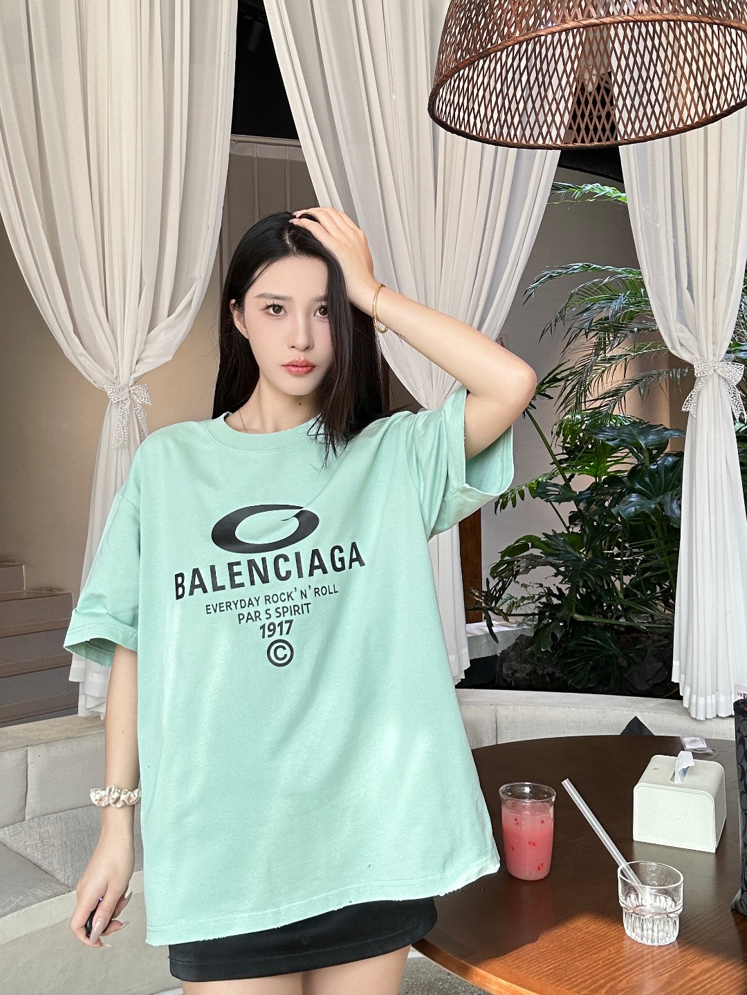 Balenciaga Ring Letter Print Ripped Short Sleeve T-Shirt Style 4
