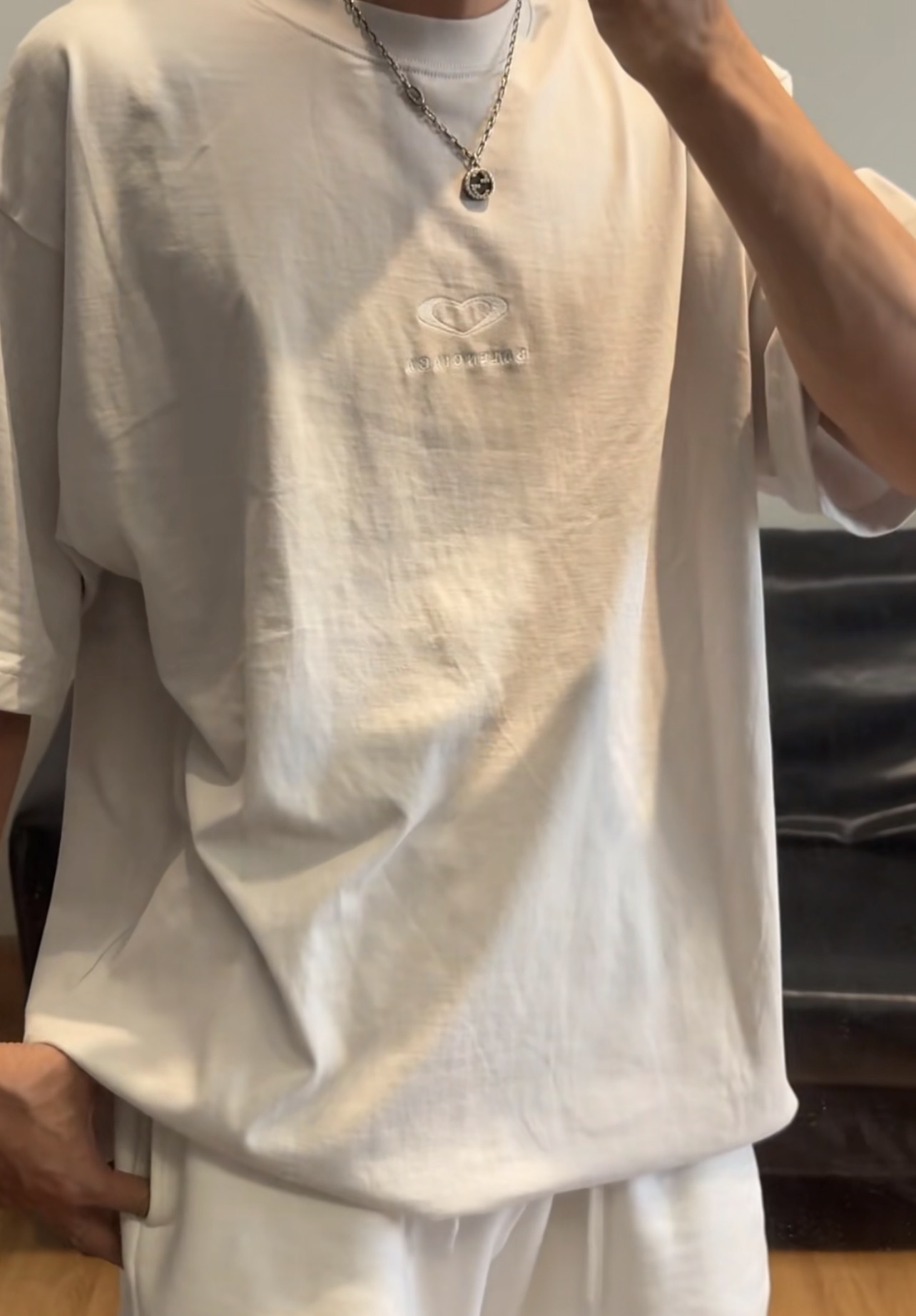 Balenciaga Valentine Heart Logo Limited Short Sleeve T-Shirt