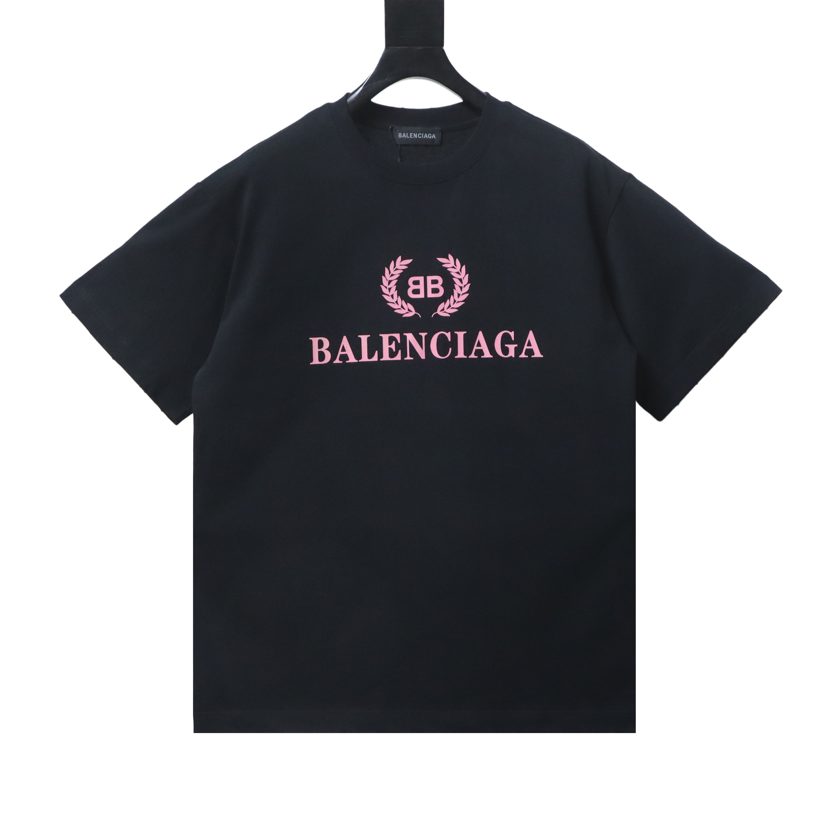 Balenciaga Wheat Pink Letter Print Short Sleeve T-Shirt