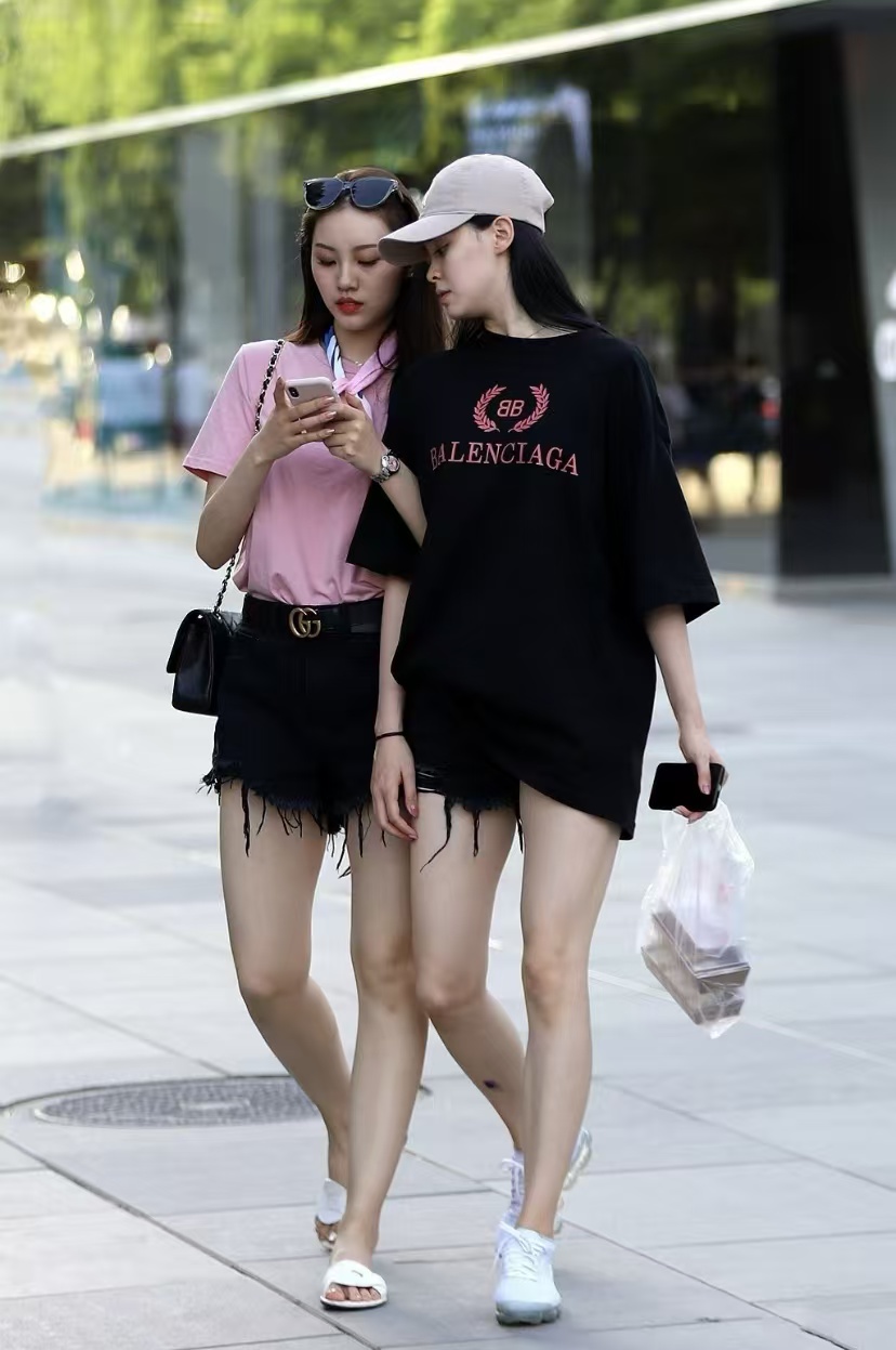 Balenciaga Wheat Pink Letter Print Short Sleeve T-Shirt