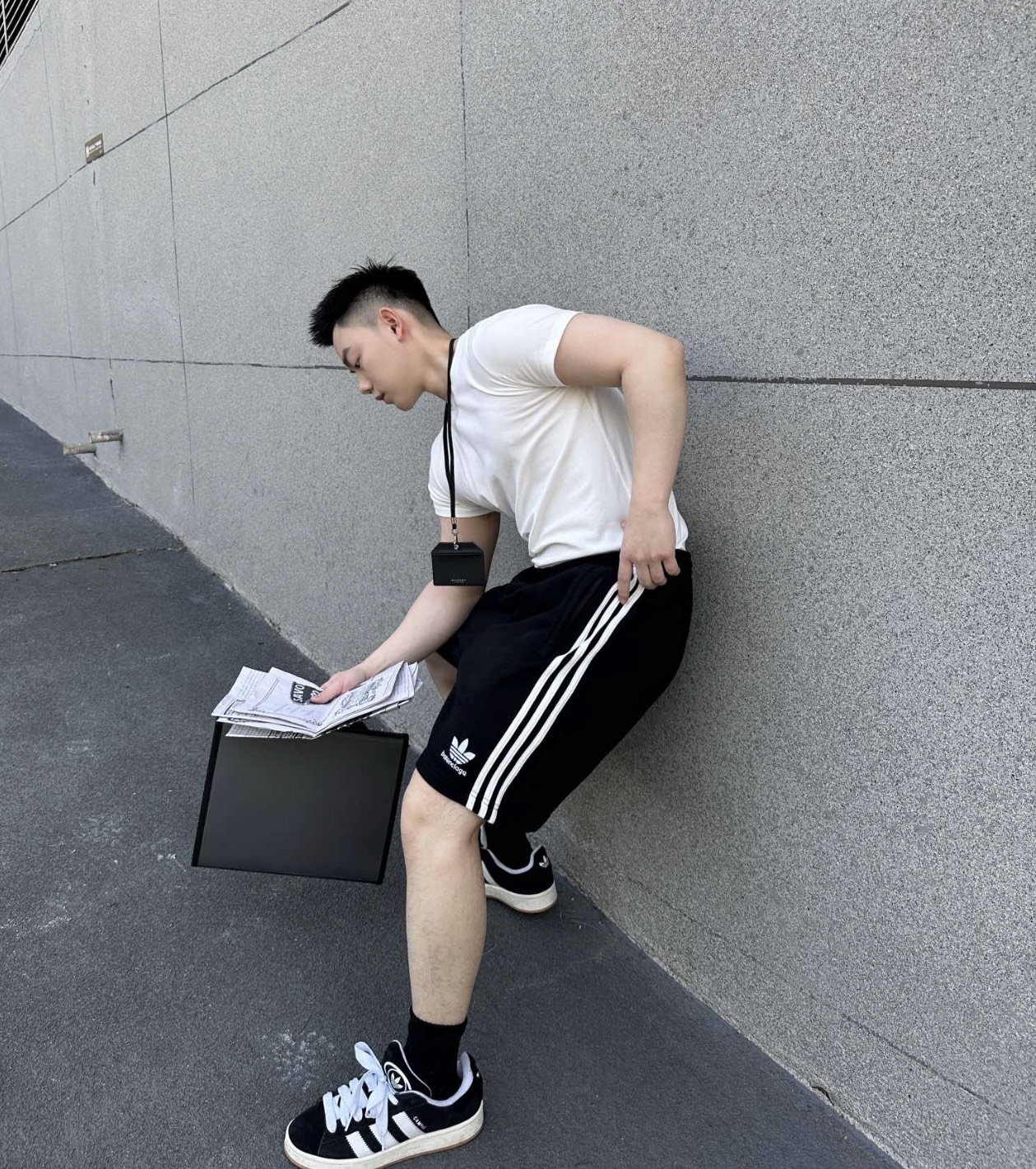 Balenciaga x ADIDAS Collaboration Trefoil Letter Embroidery Shorts