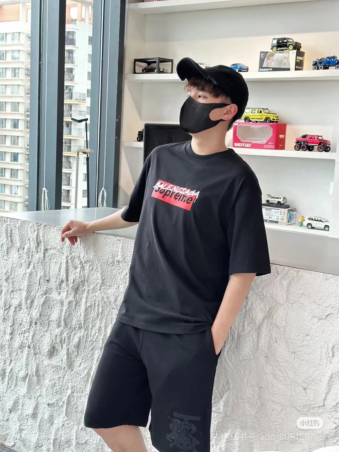 Balenciaga X Supreme Collaboration Collaboration Logo Letter Print Short Sleeve T-Shirt Style 2